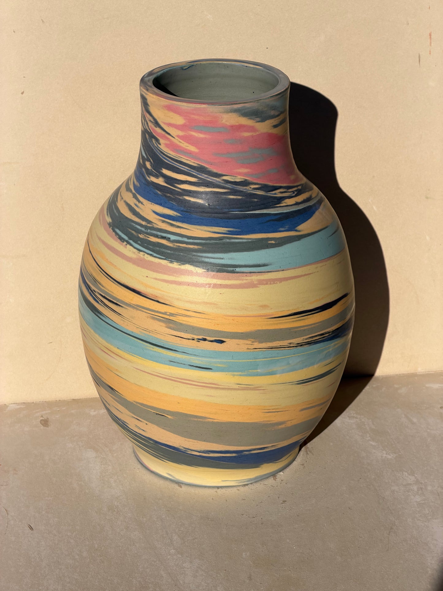 Large Matte Marbled Vase