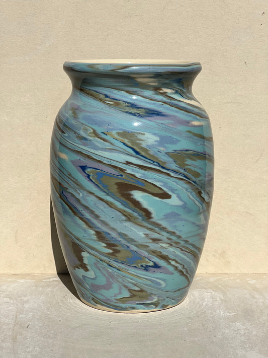 Blue and Green Marbled Vase