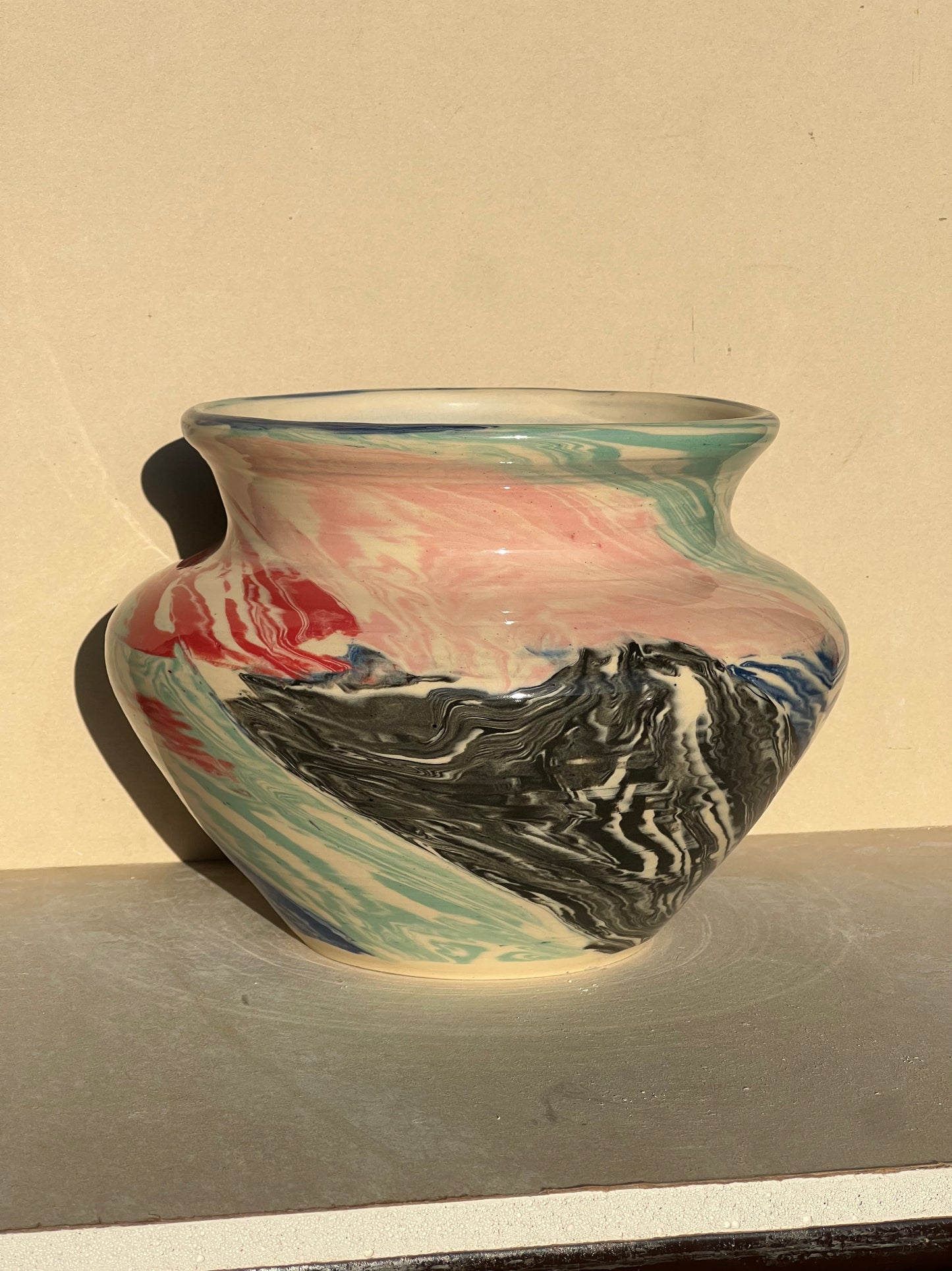 Marbled Wide Vase