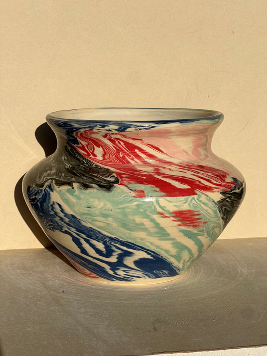 Marbled Wide Vase