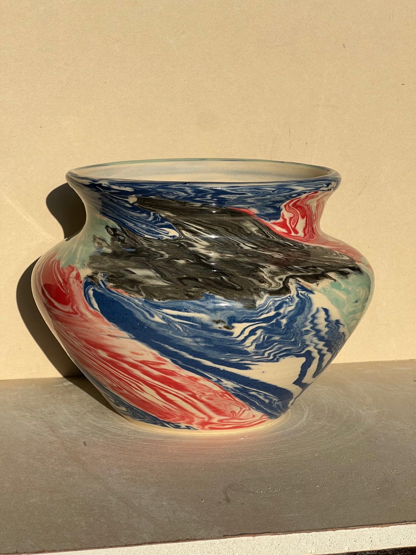 Marbled Wide Vase