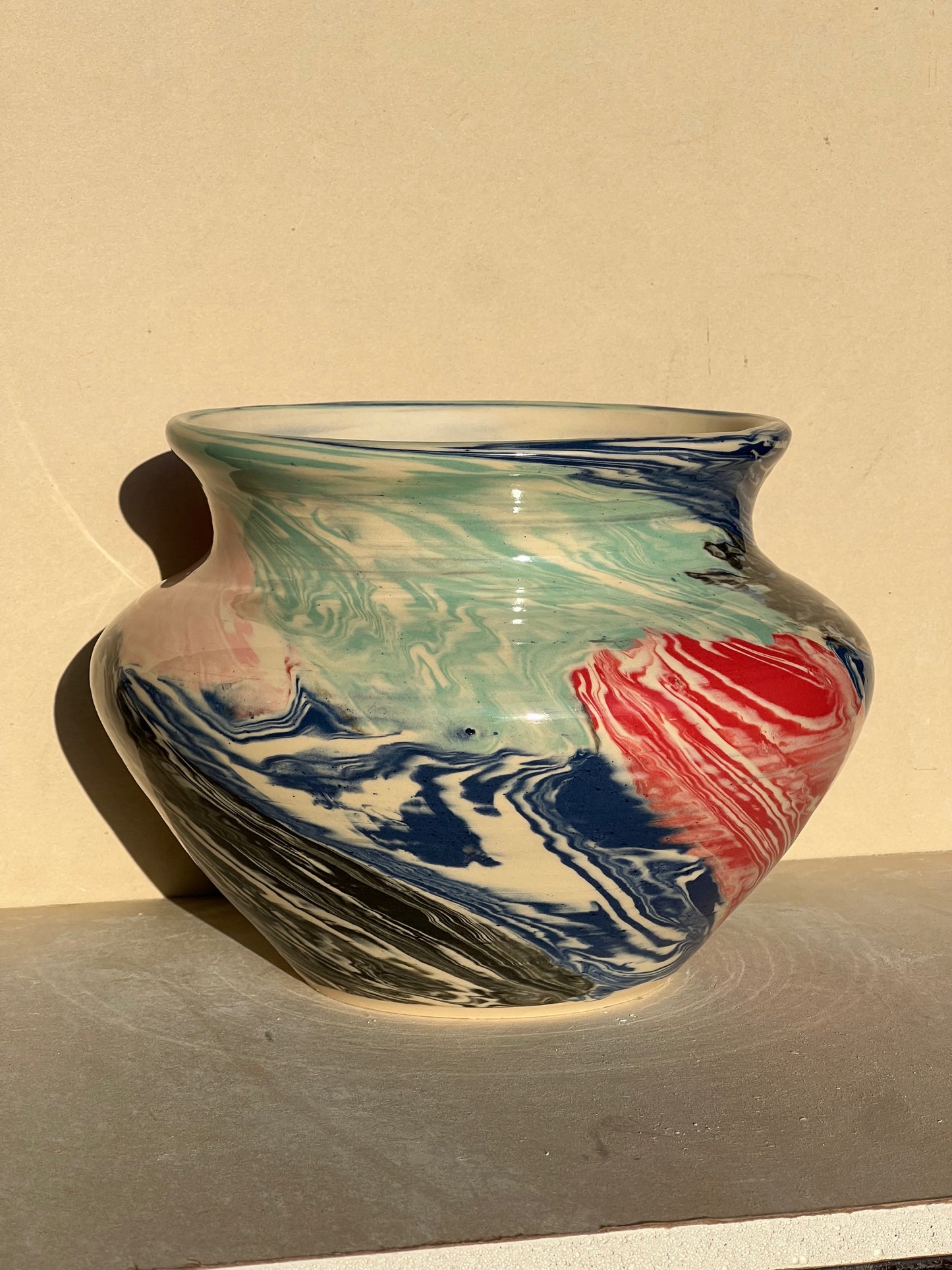 Marbled Wide Vase