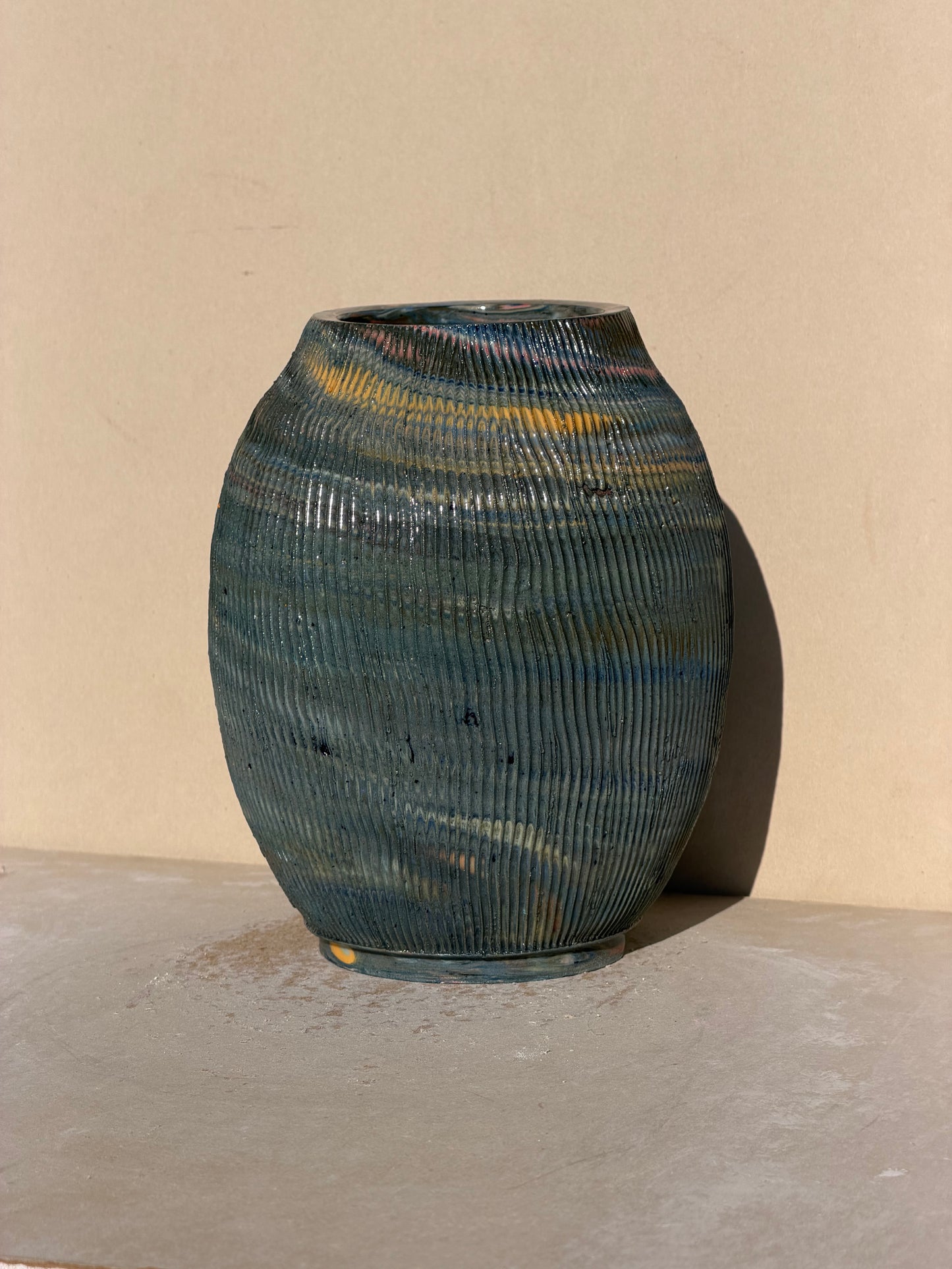 Textured Scrap Colored Clay Vase