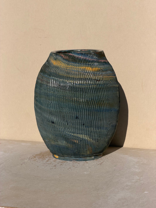 Textured Scrap Colored Clay Vase