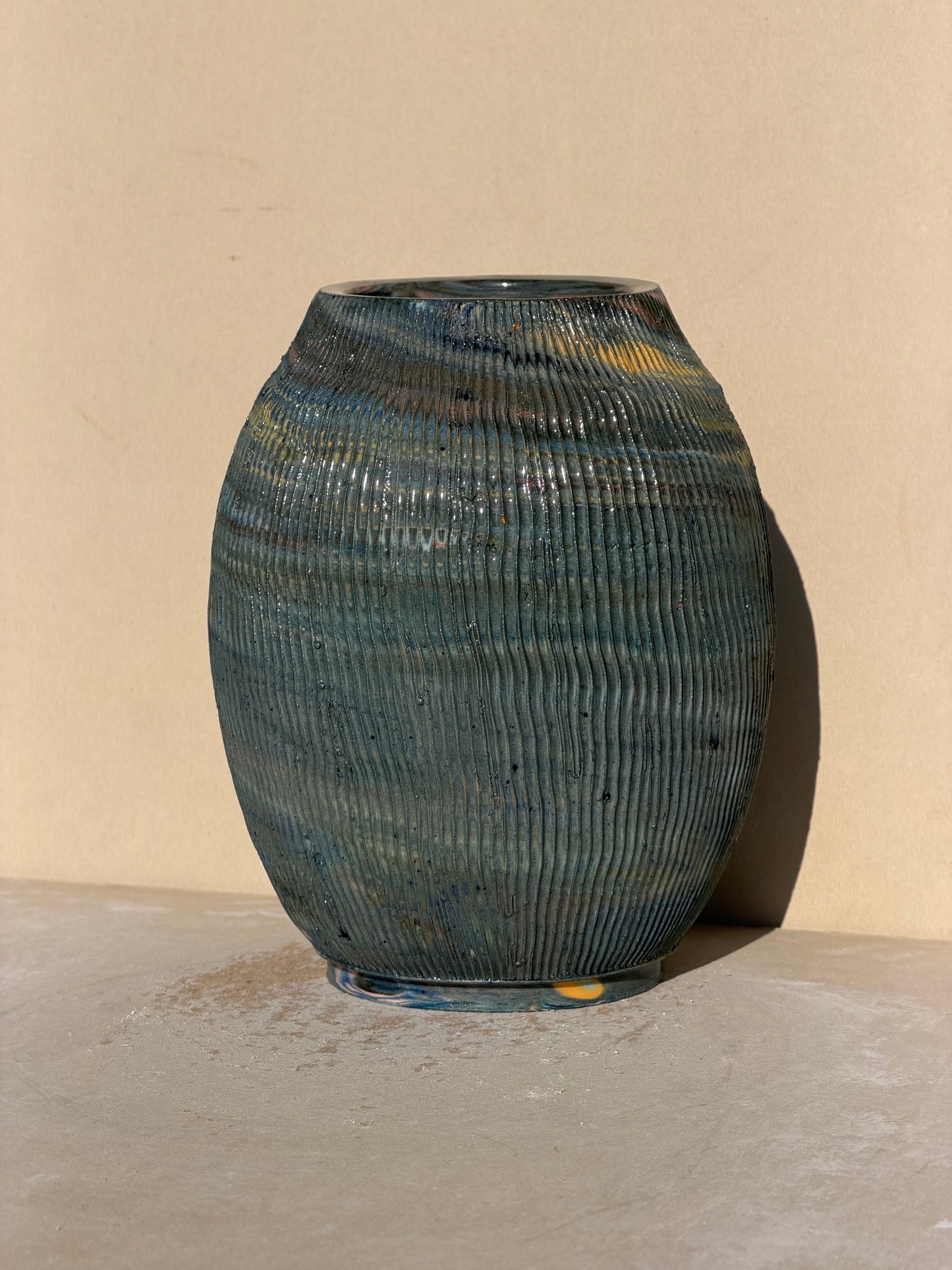 Textured Scrap Colored Clay Vase