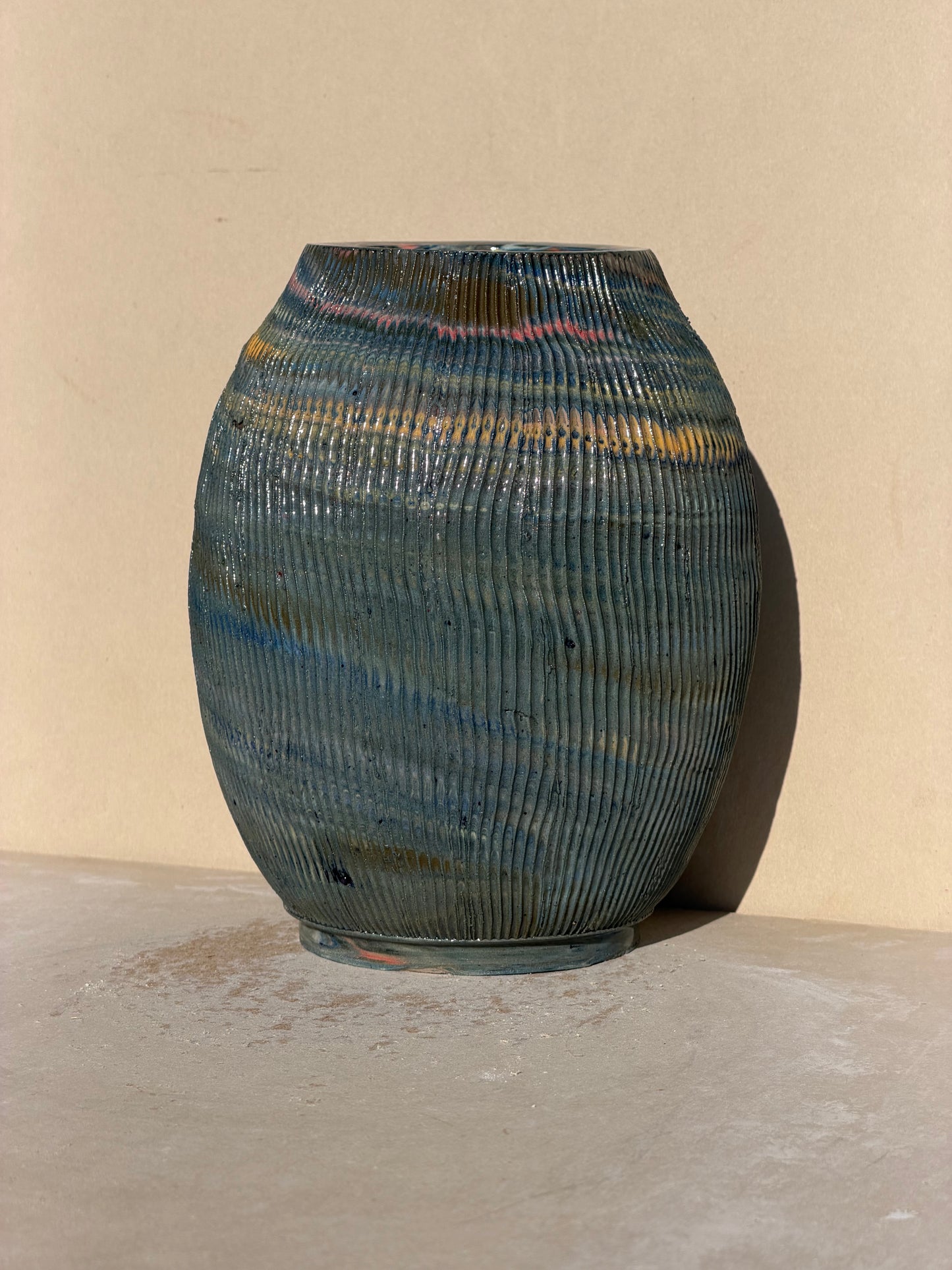 Textured Scrap Colored Clay Vase