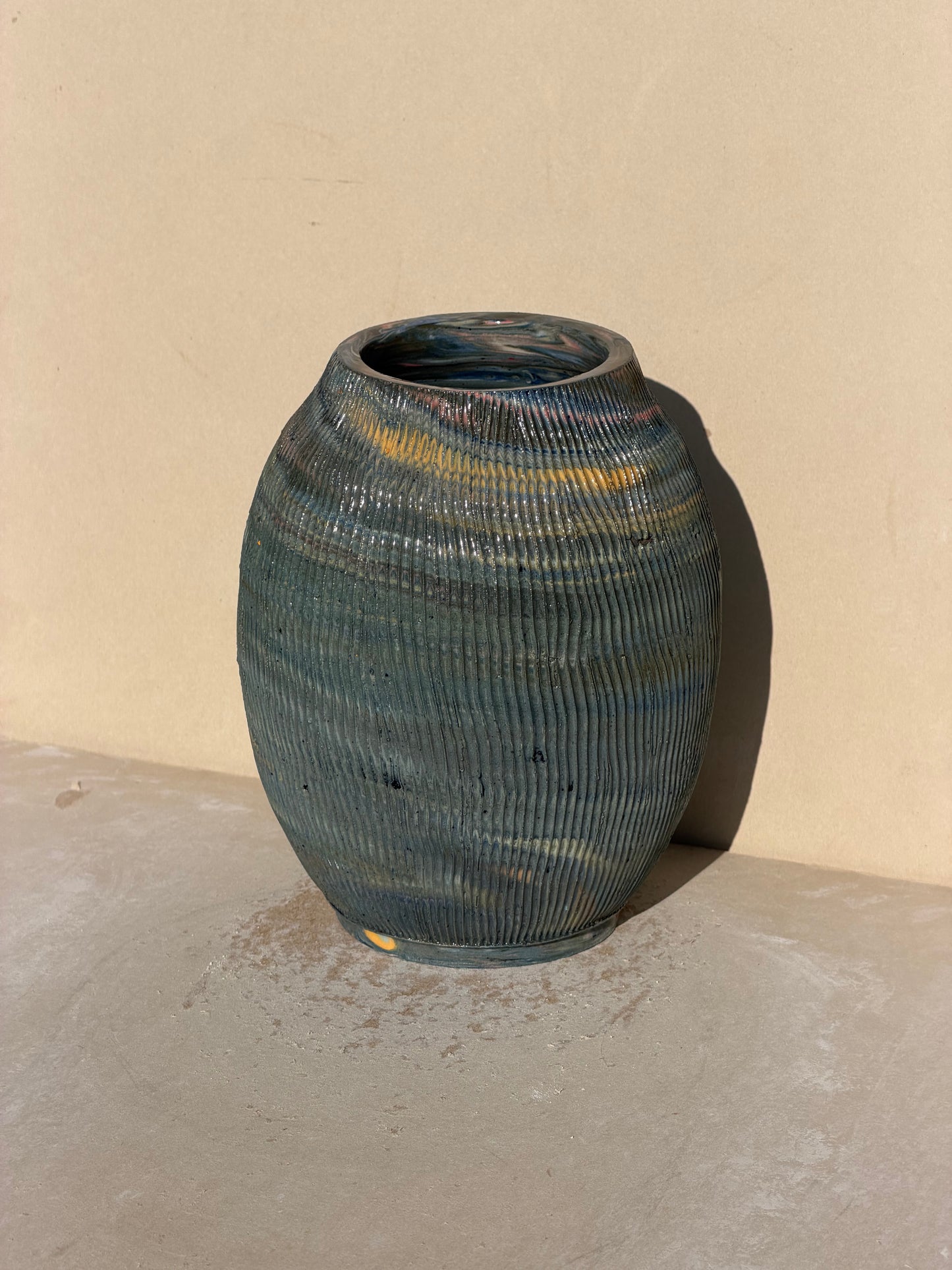 Textured Scrap Colored Clay Vase