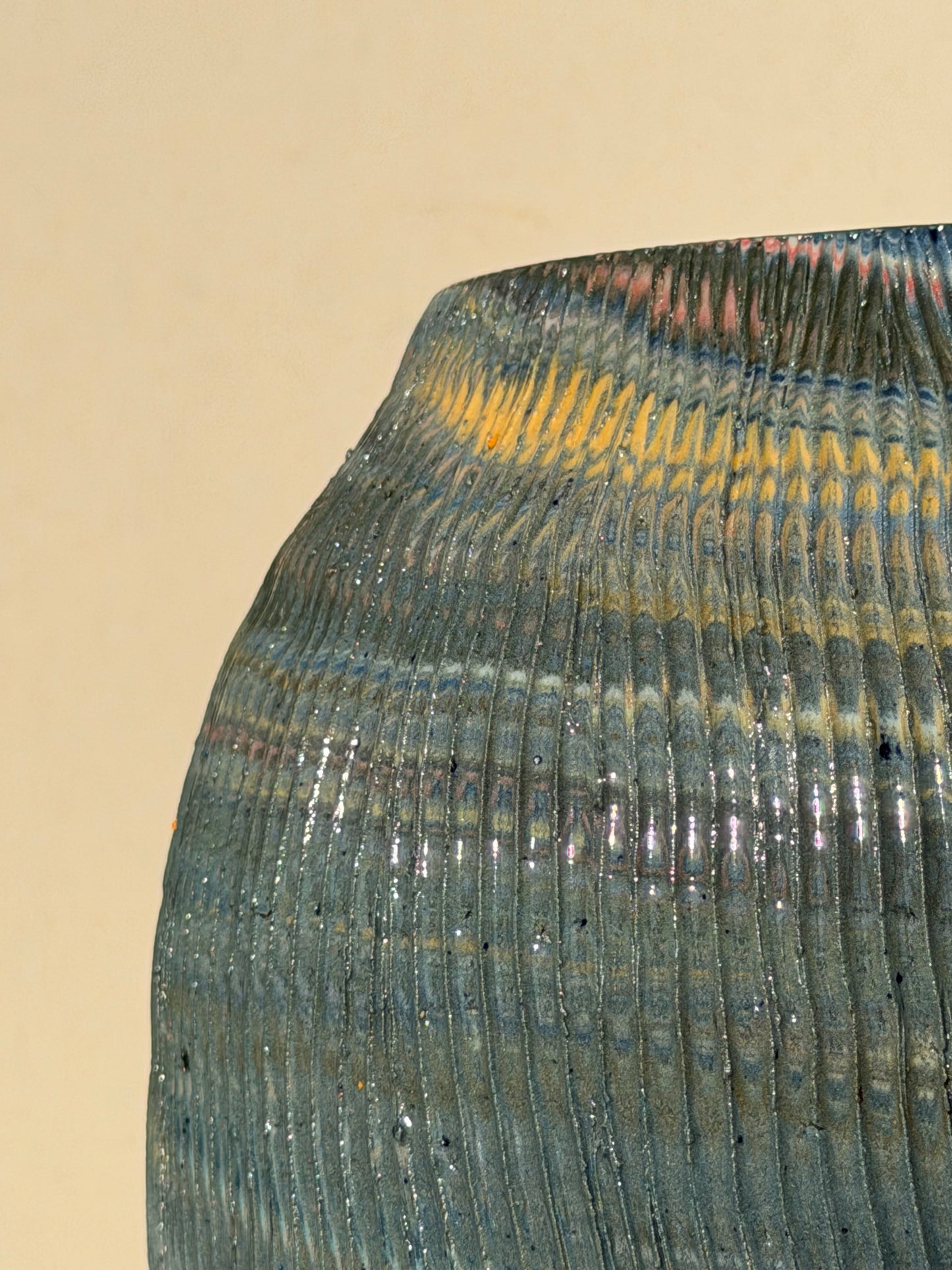 Textured Scrap Colored Clay Vase