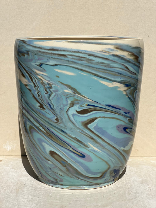 Marbled Nerikomi Blue and Green Planter