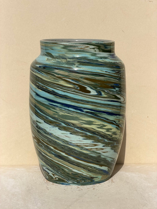 Blue and Green Marbled Vase