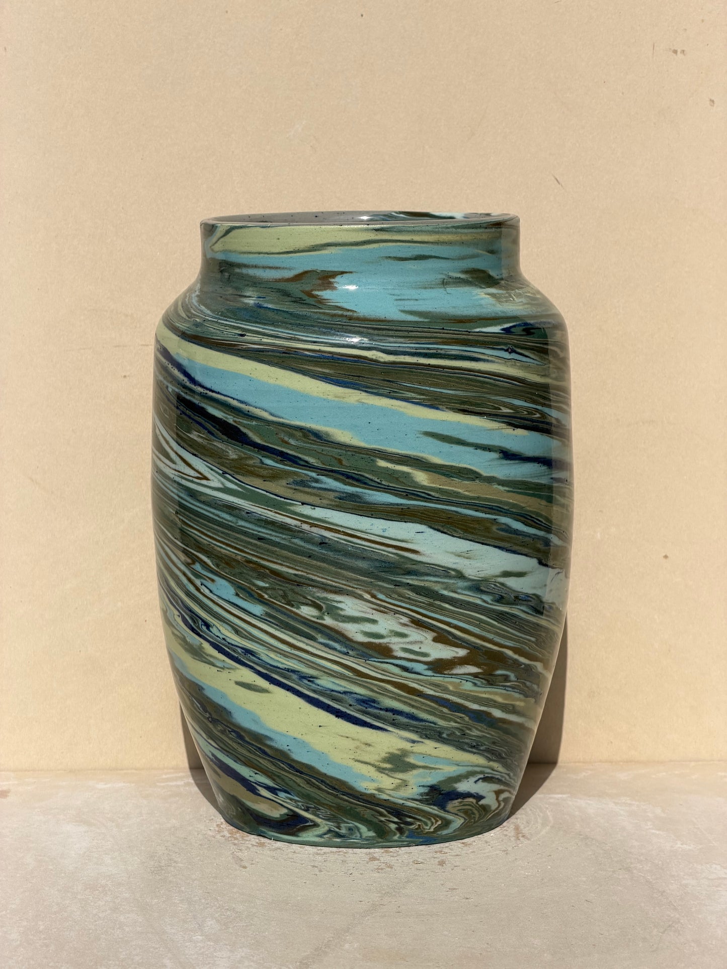 Blue and Green Marbled Vase