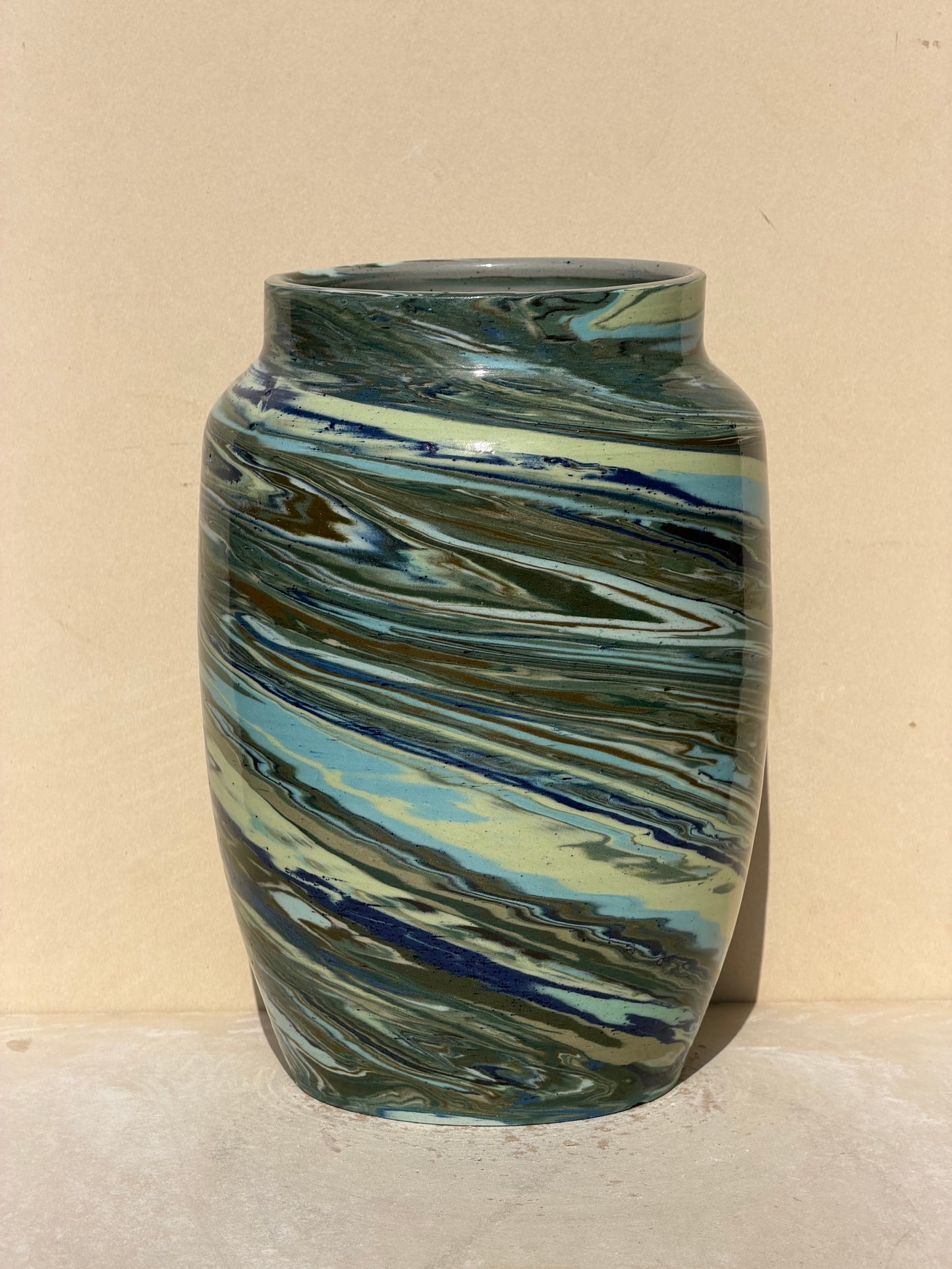 Blue and Green Marbled Vase