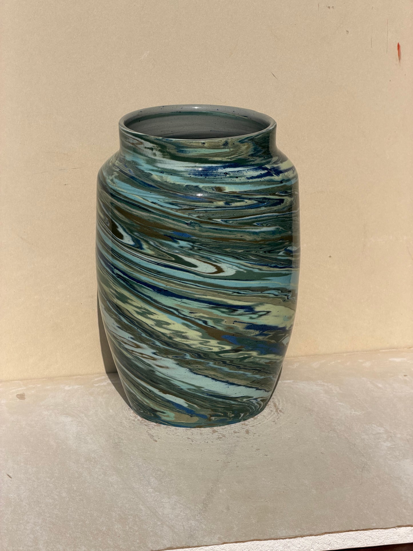 Blue and Green Marbled Vase