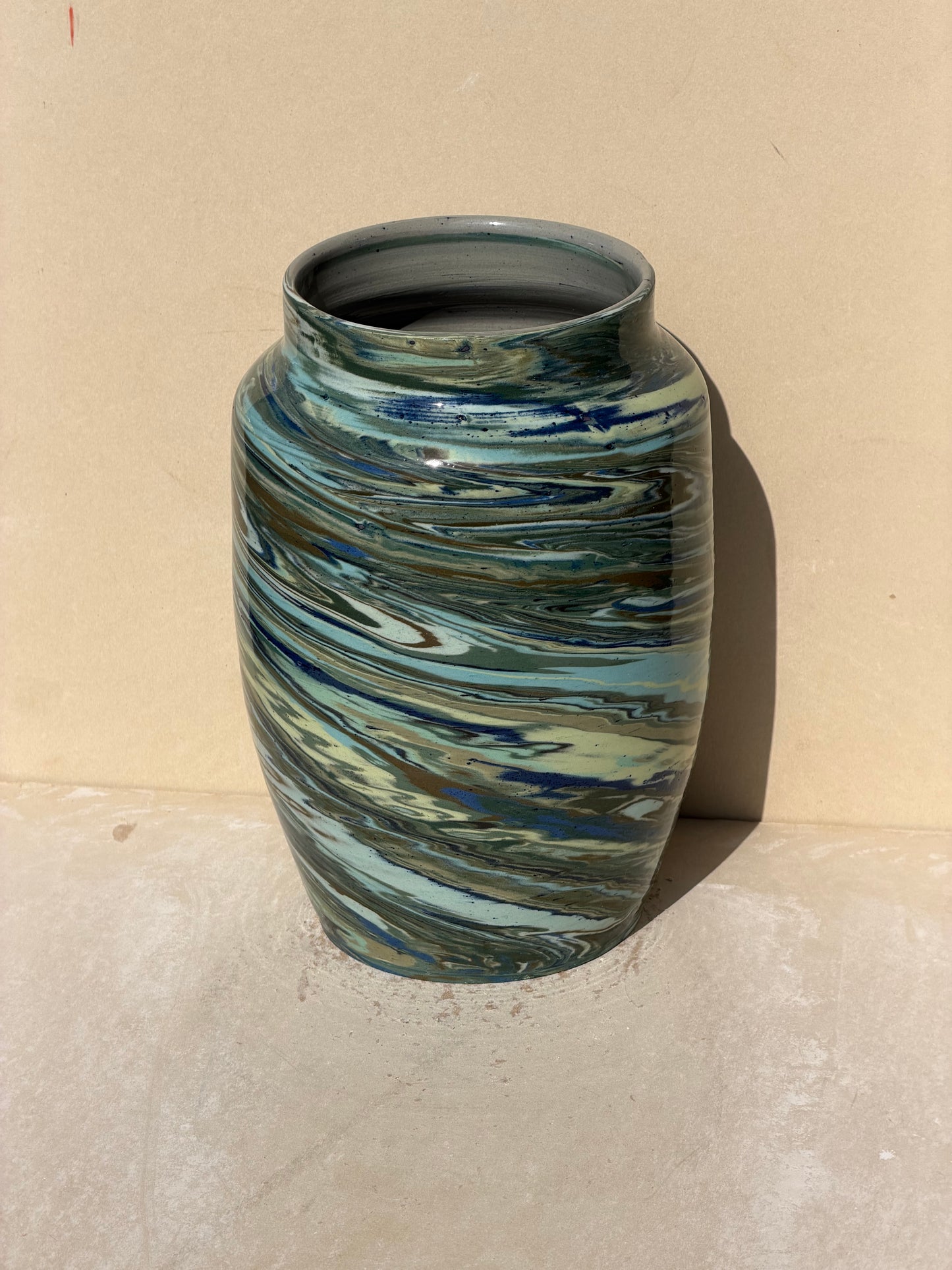 Blue and Green Marbled Vase