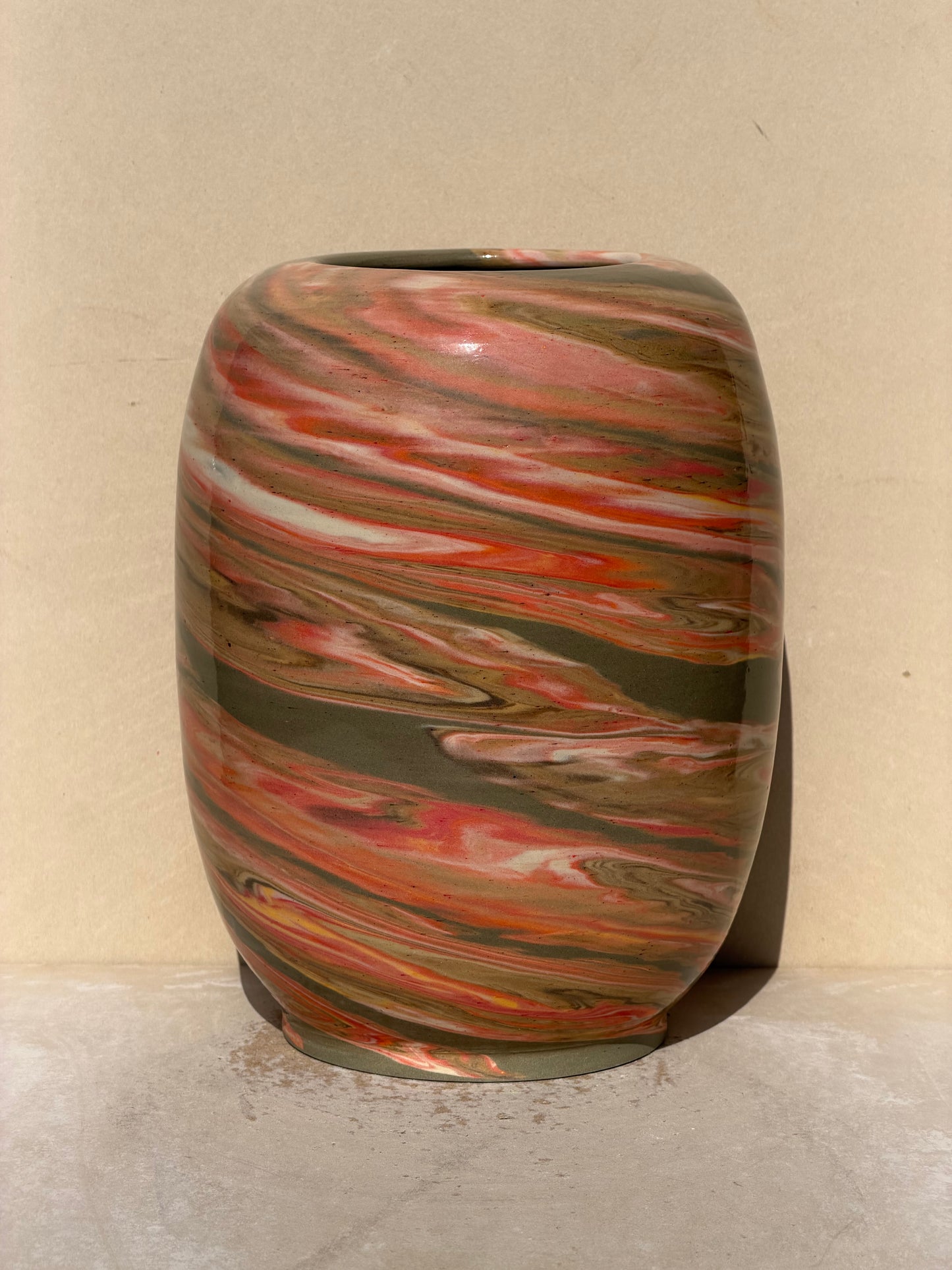 Vibrant Marbled Green Vase