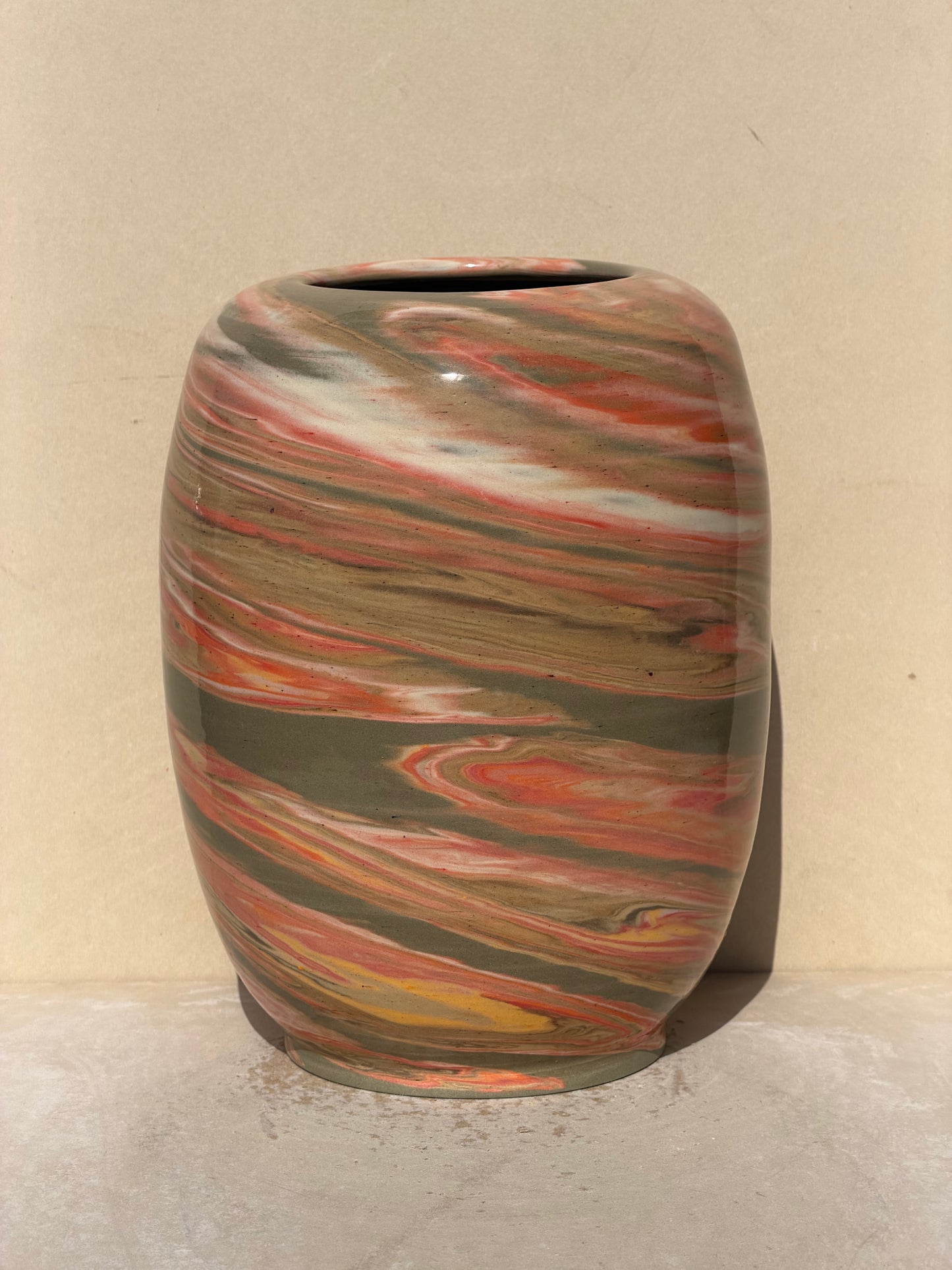 Vibrant Marbled Green Vase