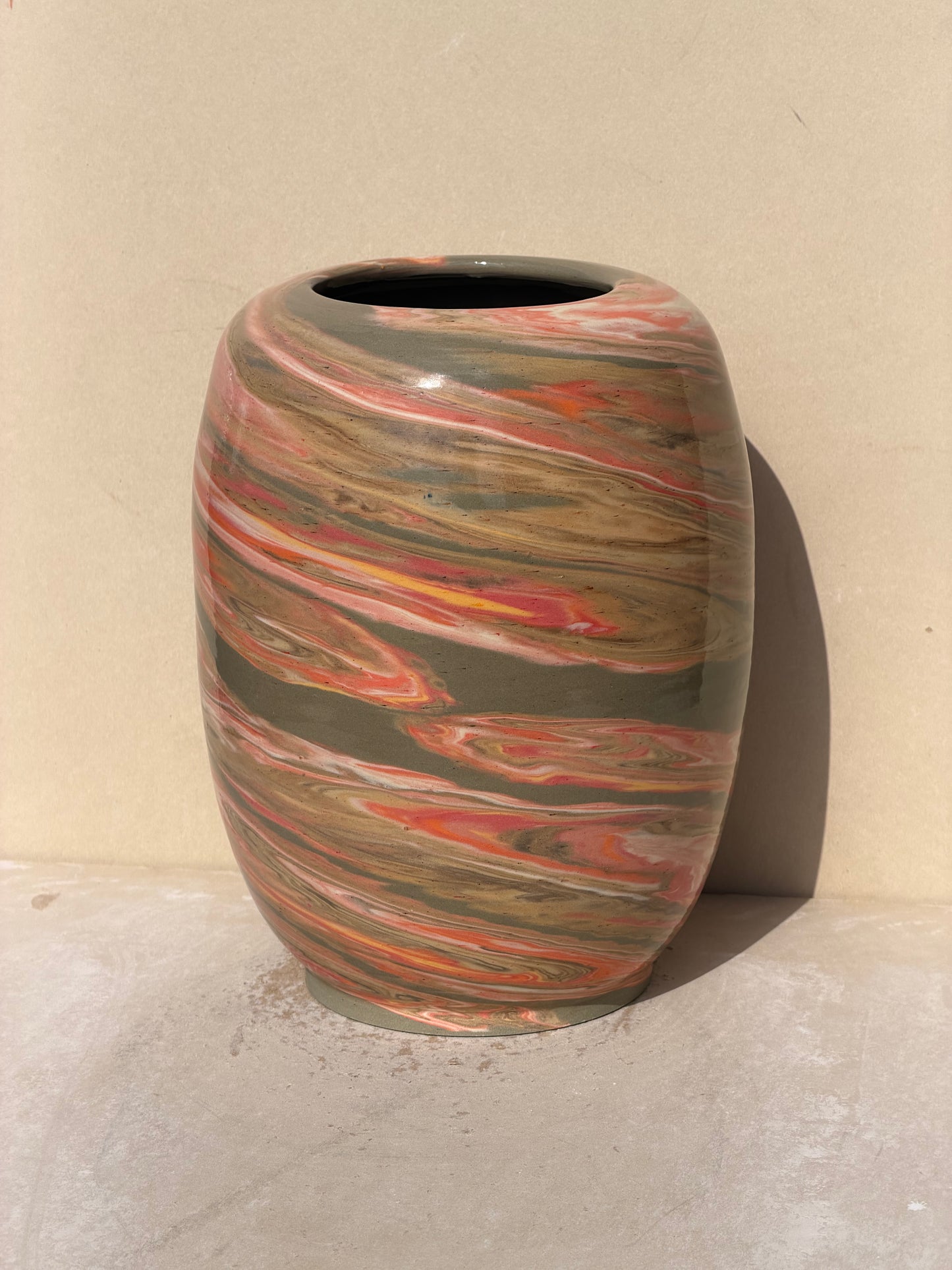 Vibrant Marbled Green Vase