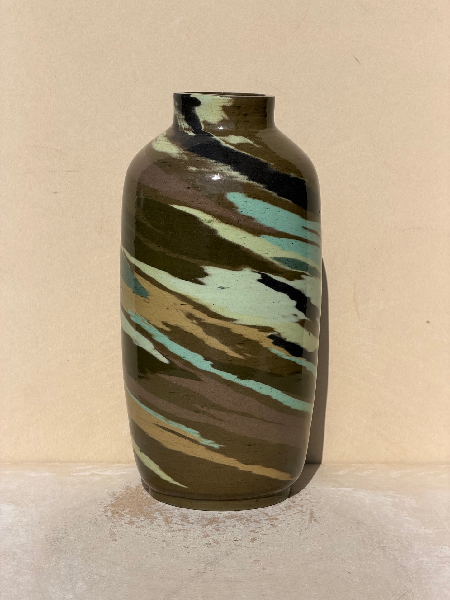 Green Carved Bottle