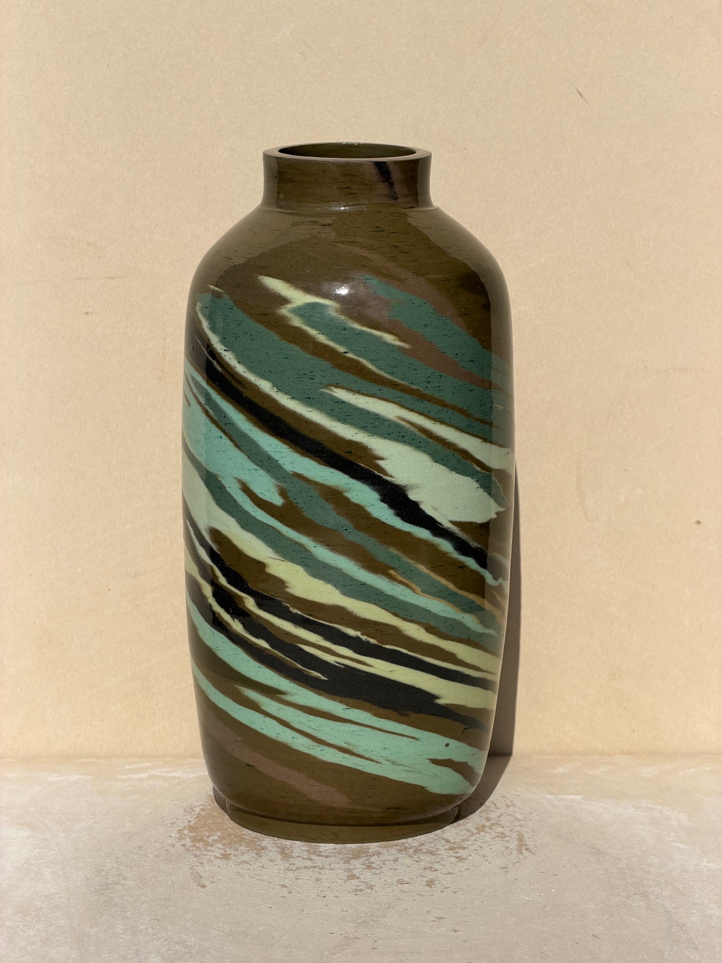 Green Carved Bottle