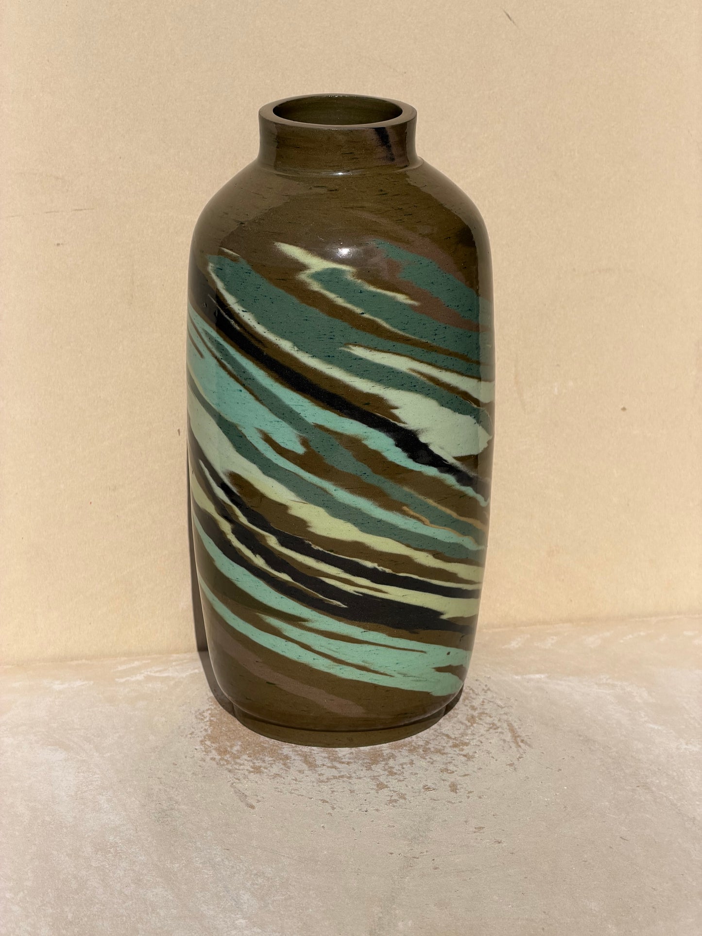 Green Carved Bottle