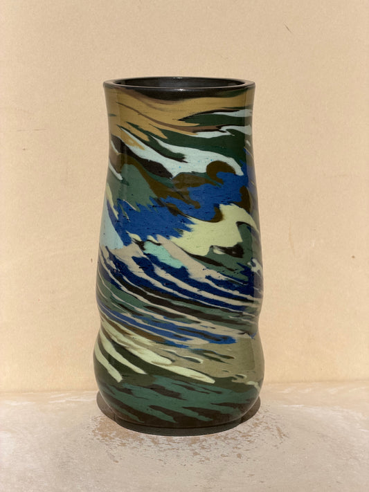 Blue and Green Carved Vase