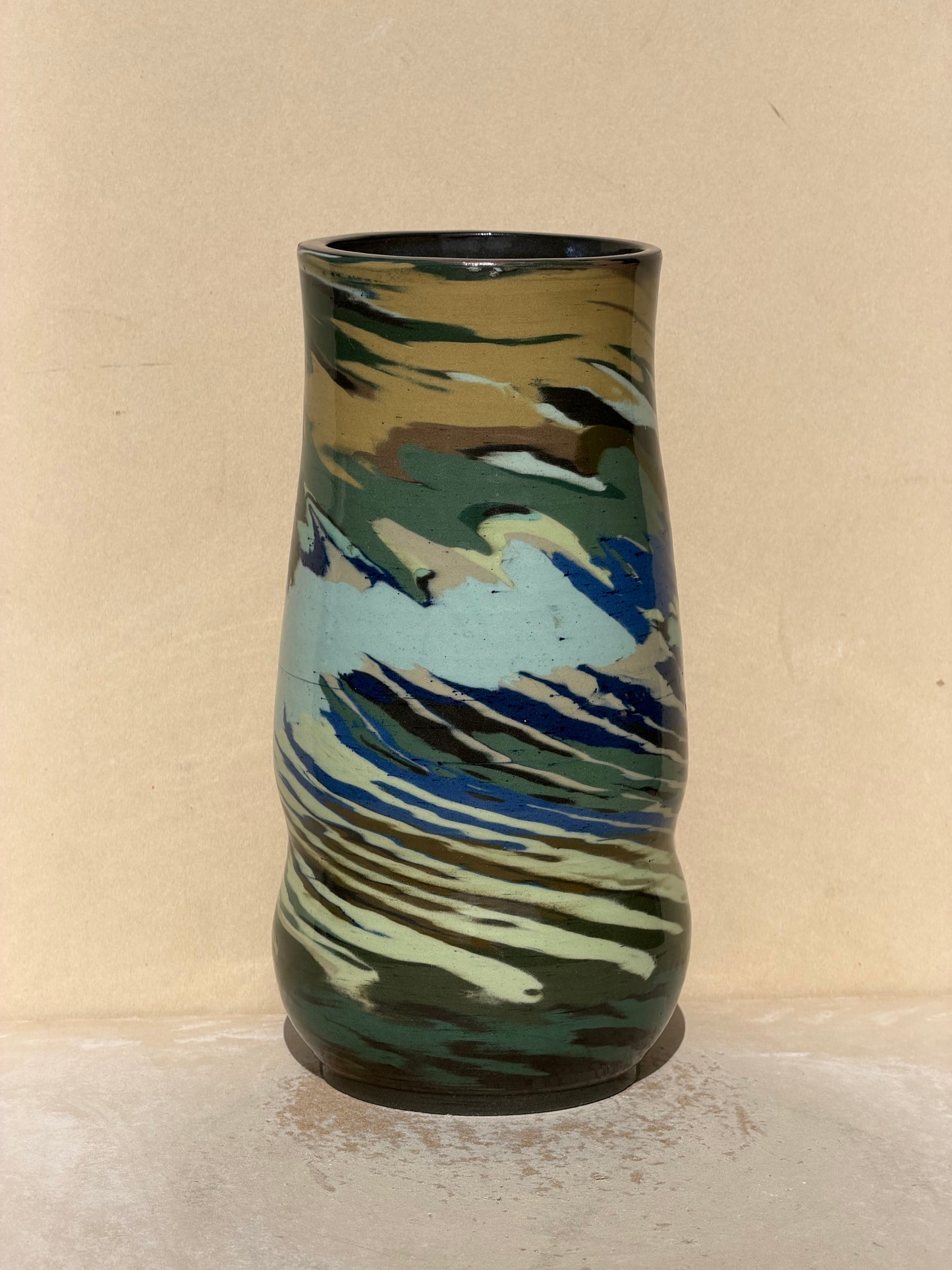 Blue and Green Carved Vase
