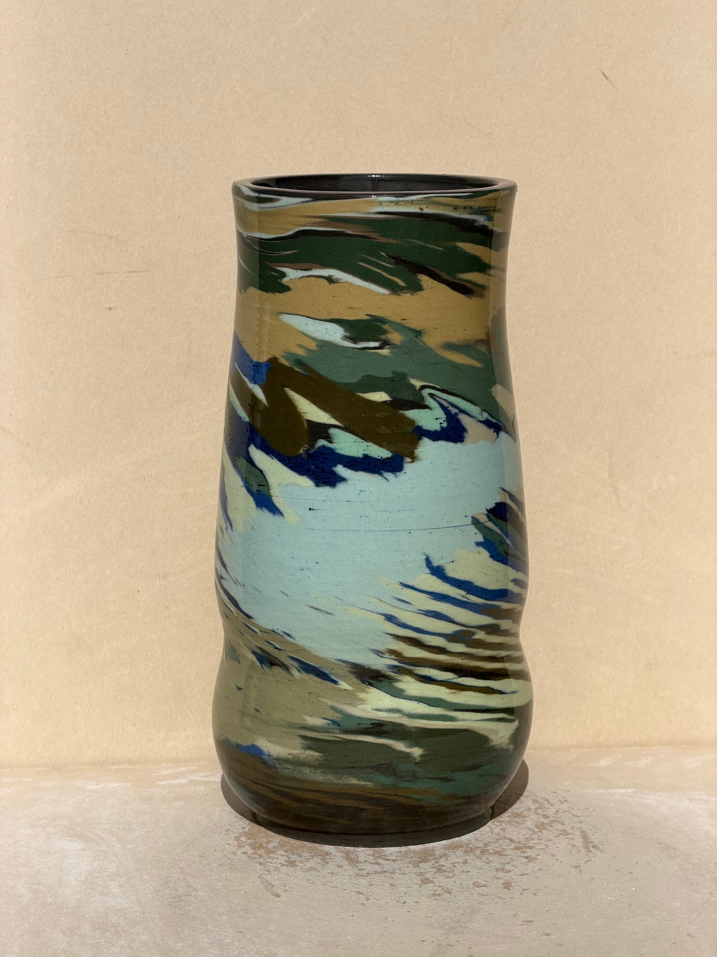 Blue and Green Carved Vase
