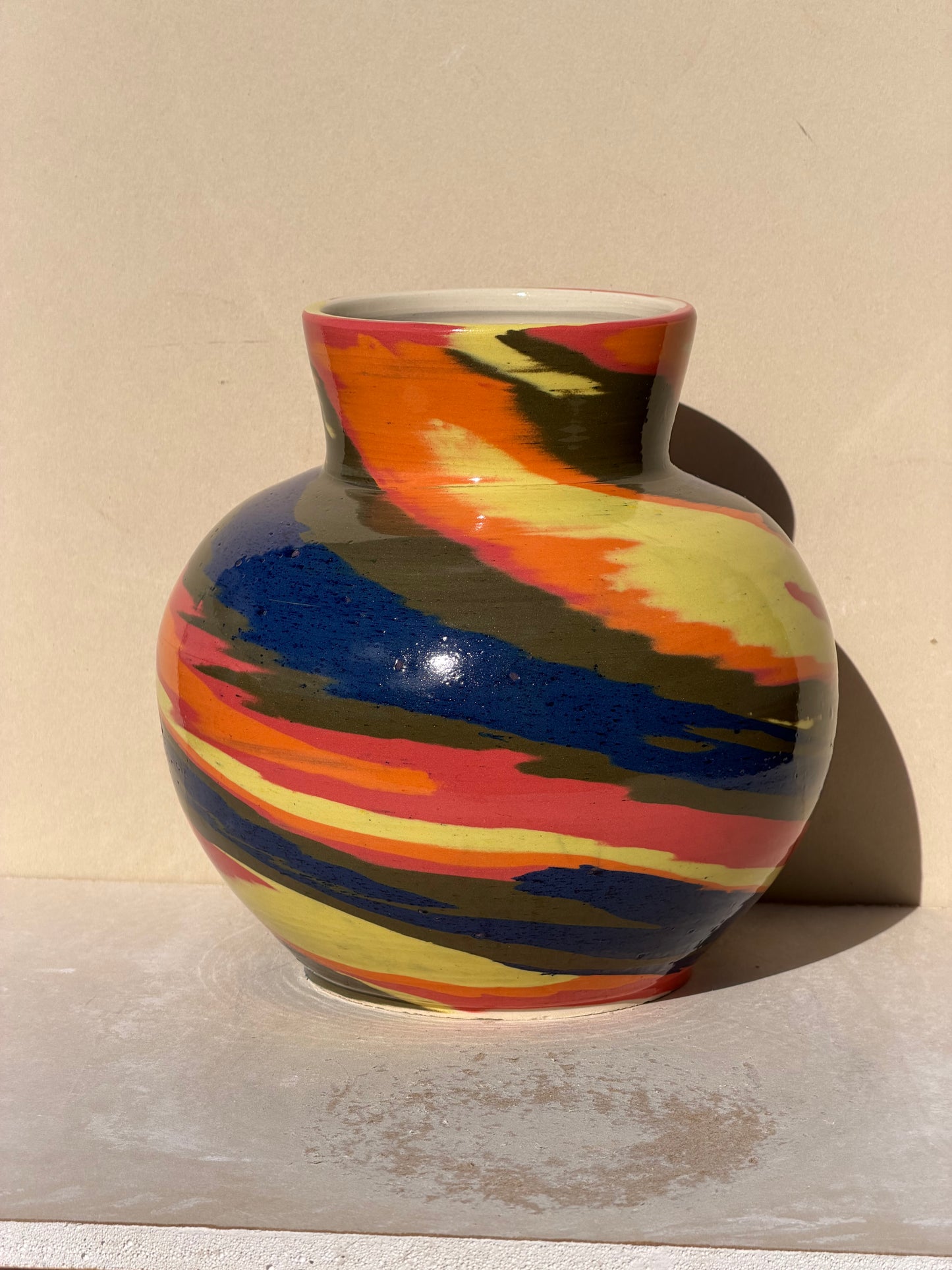 Wide Multi colored Vase
