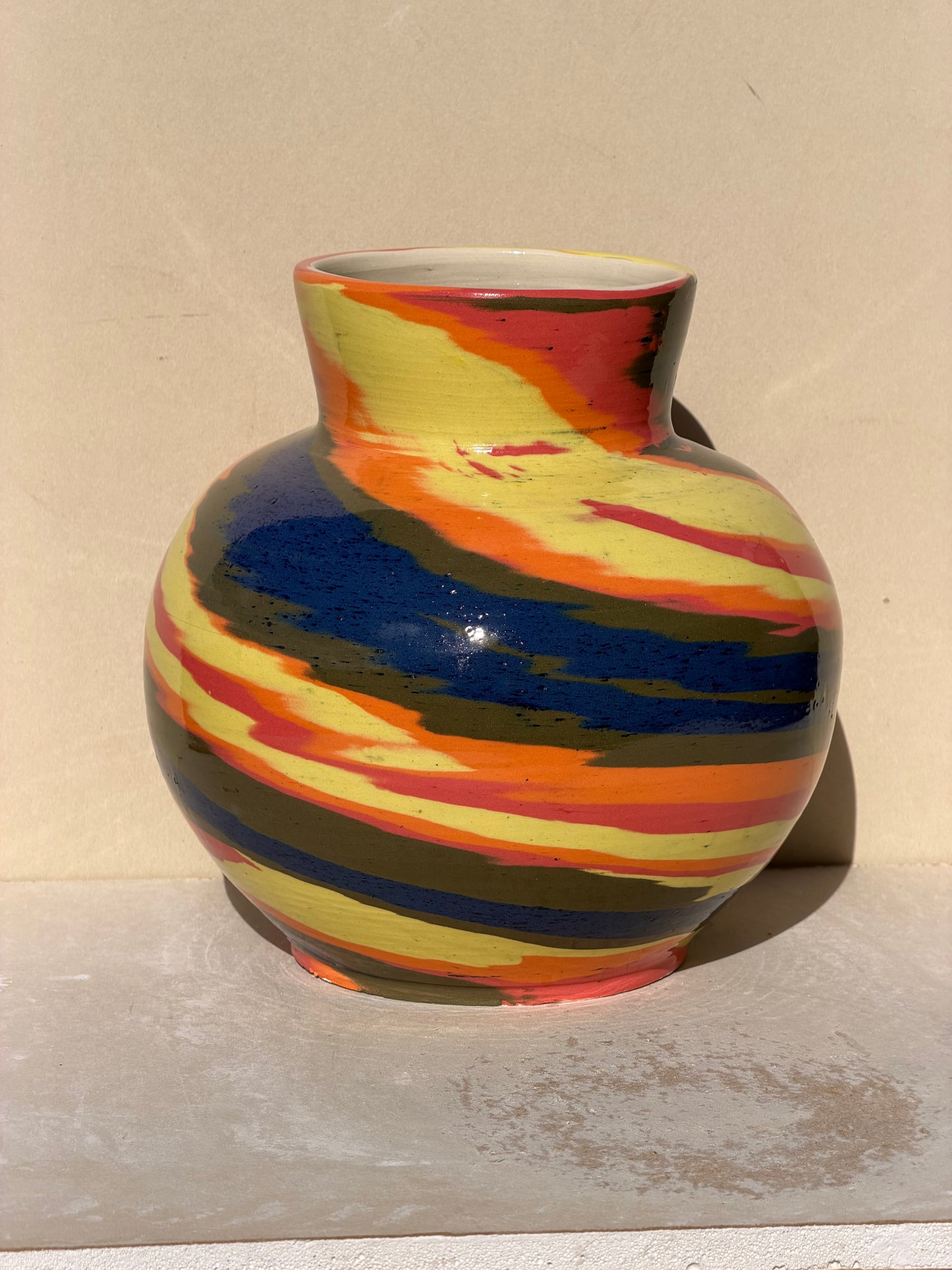 Wide Multi colored Vase