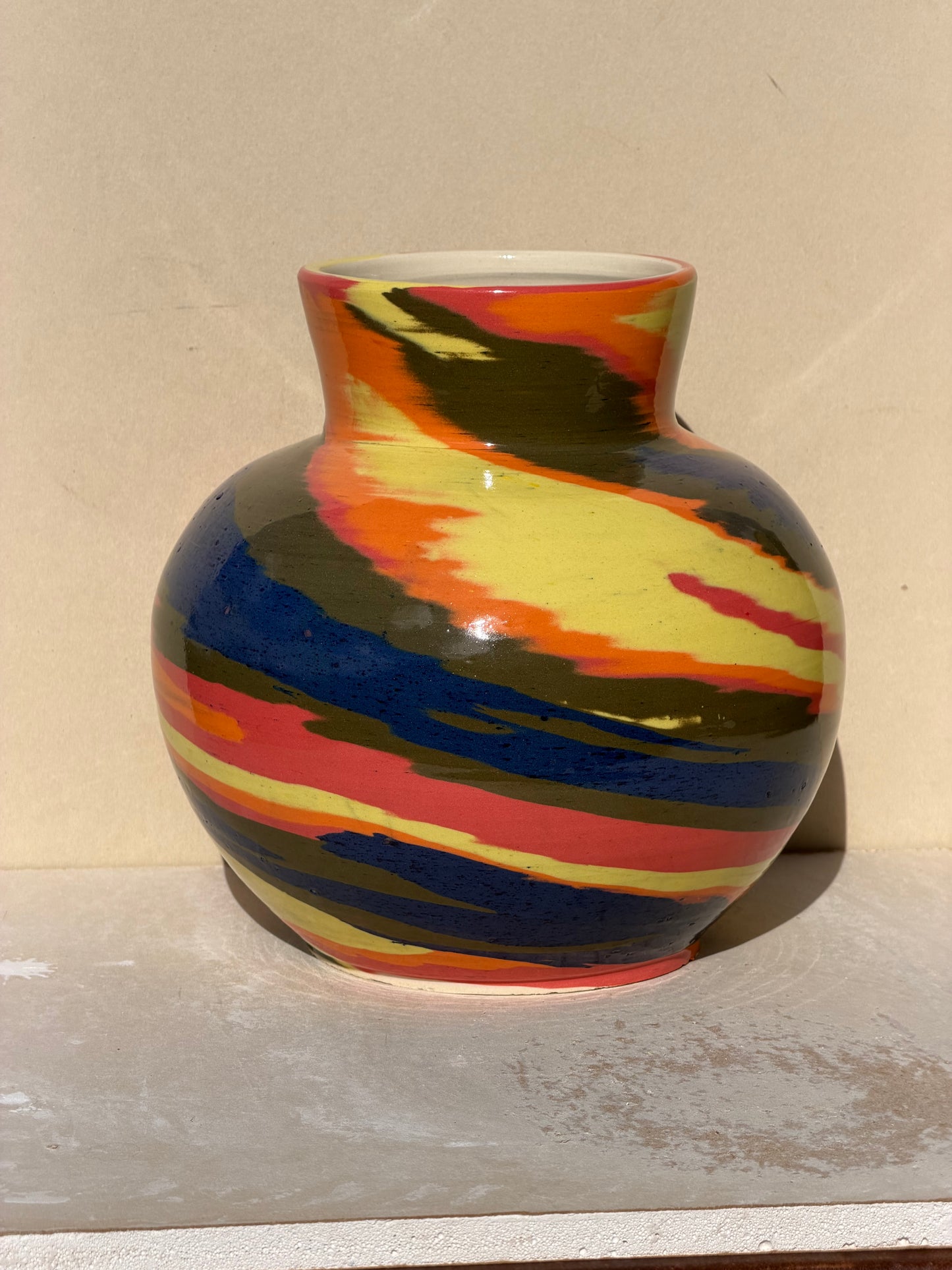 Wide Multi colored Vase