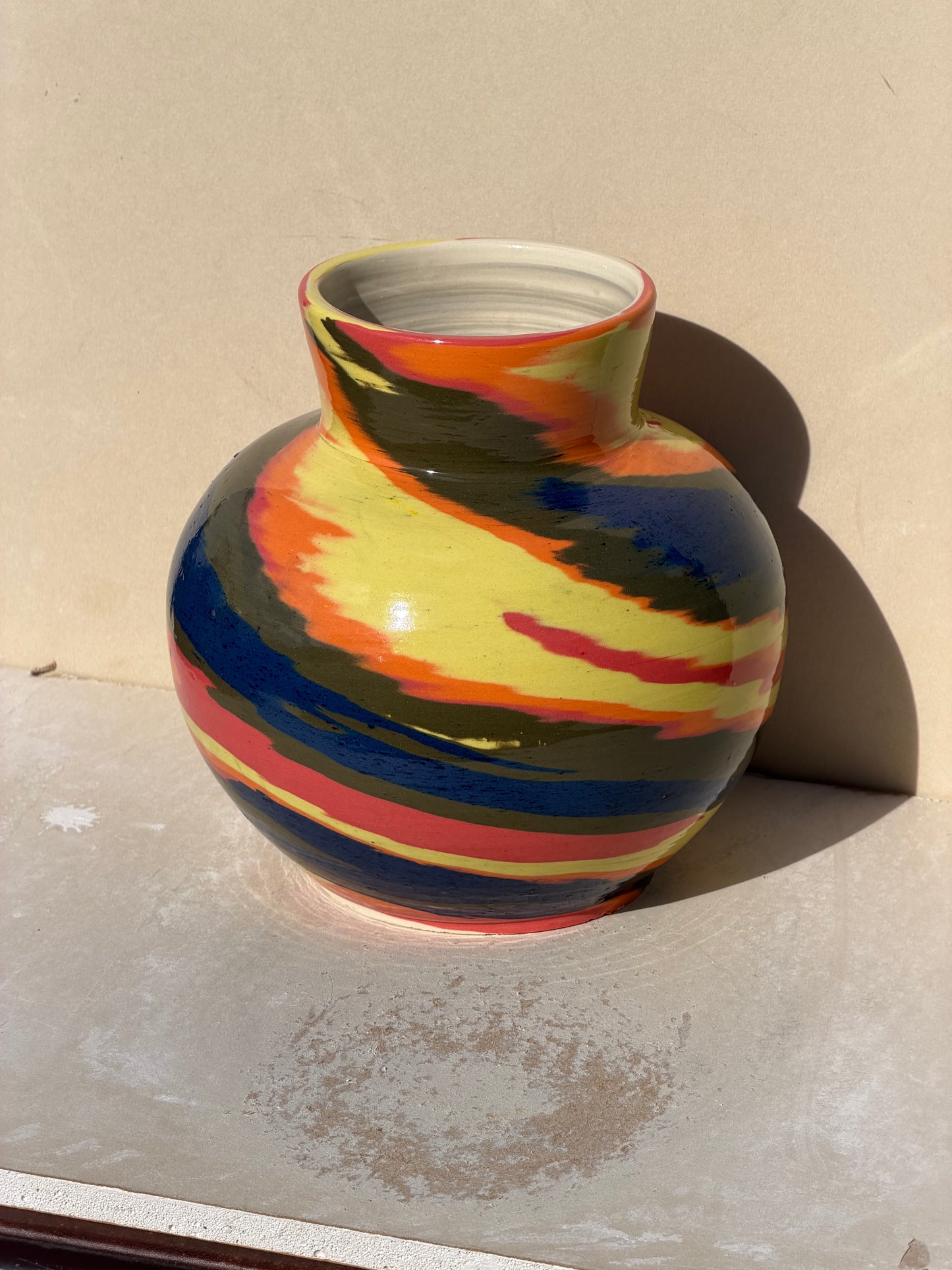Wide Multi colored Vase