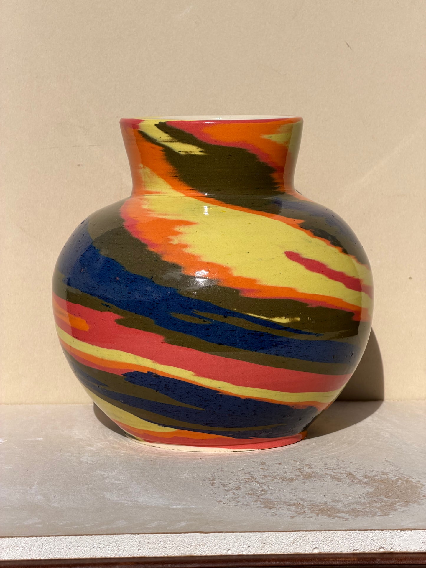 Wide Multi colored Vase