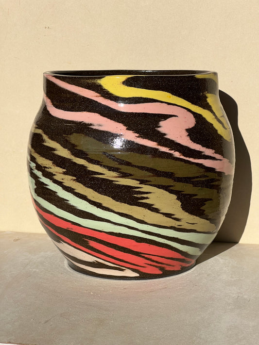 Multi-Colored Brown Vase