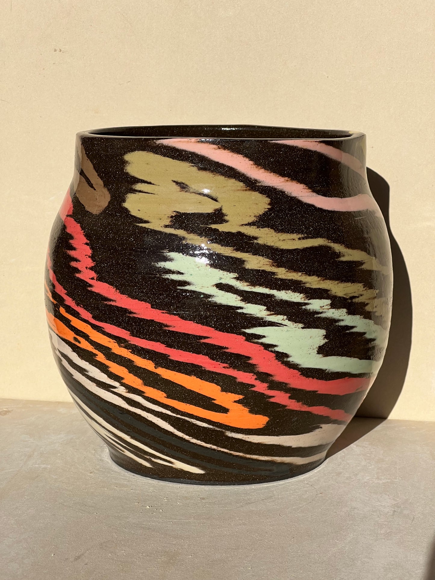 Multi-Colored Brown Vase