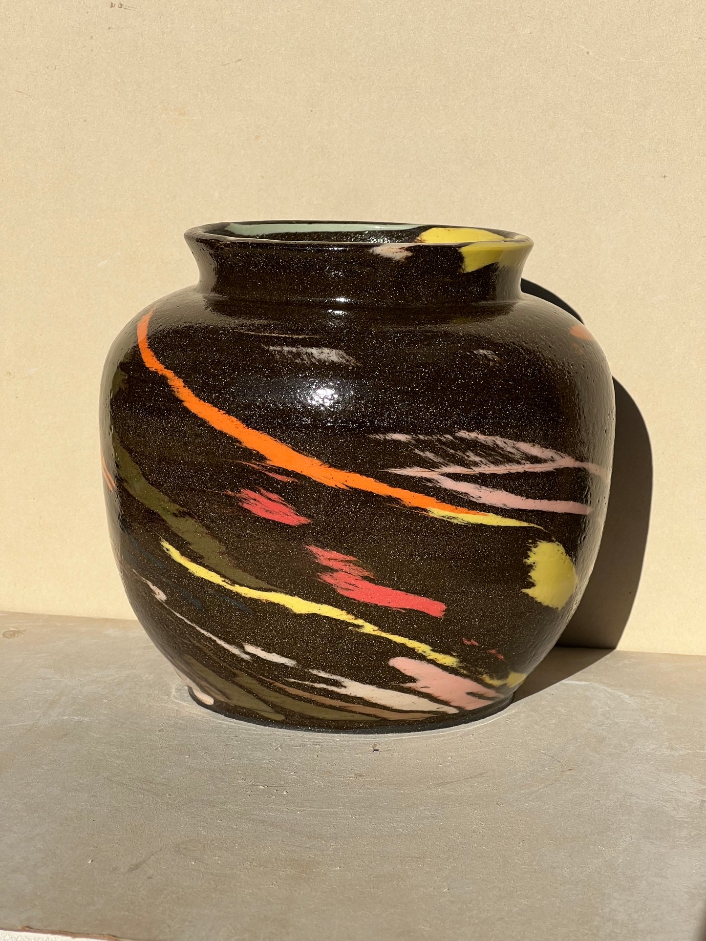 Multi-Colored Brown Vase