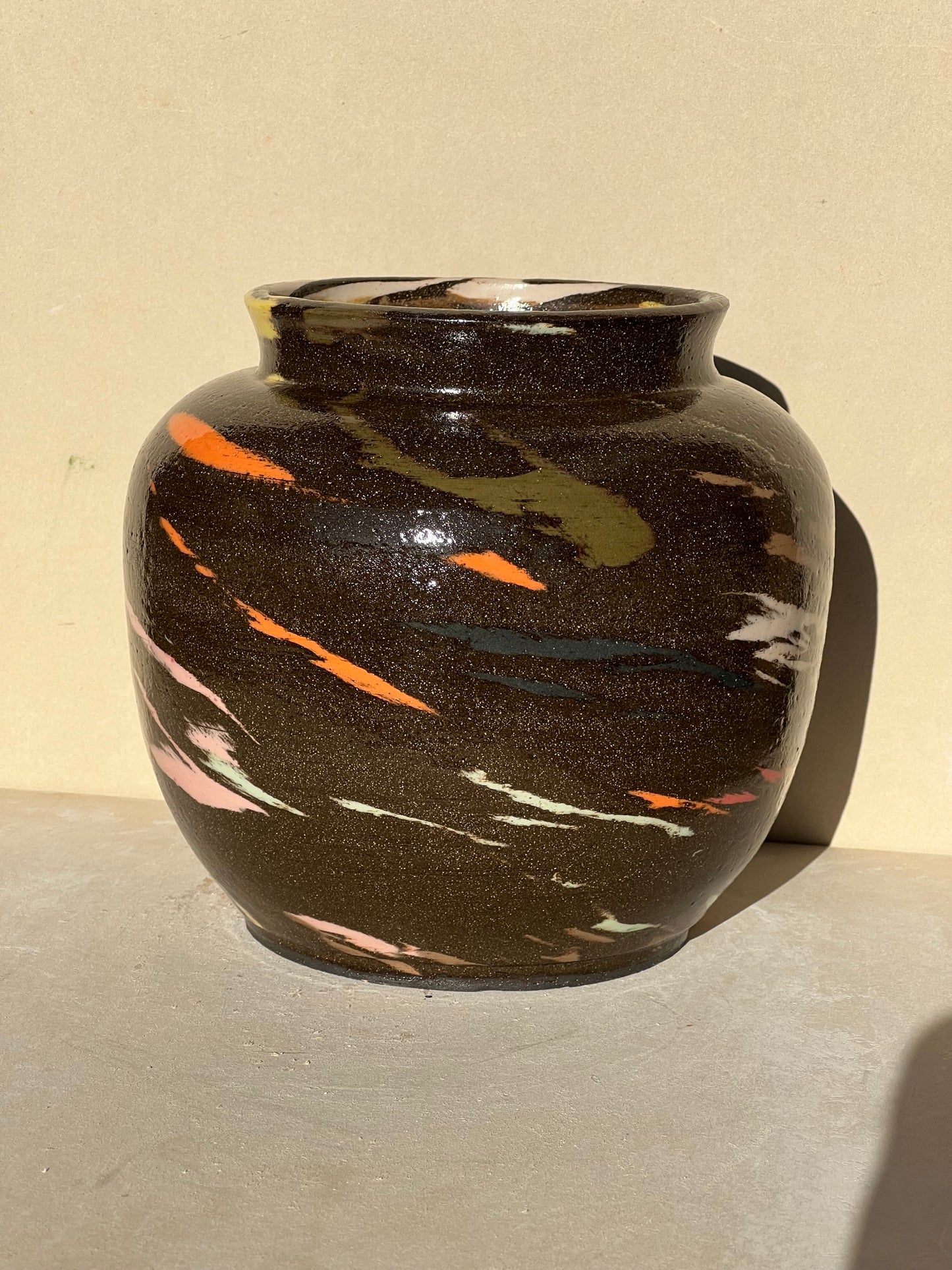 Multi-Colored Brown Vase
