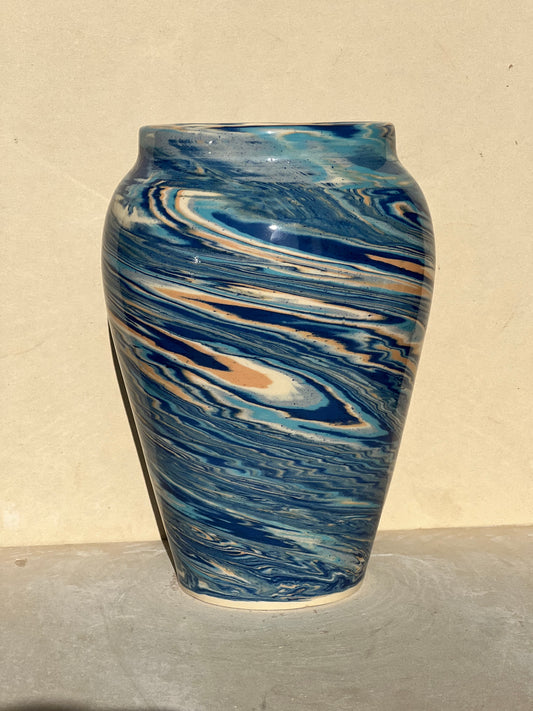 Sand and Sea Marbled Vase