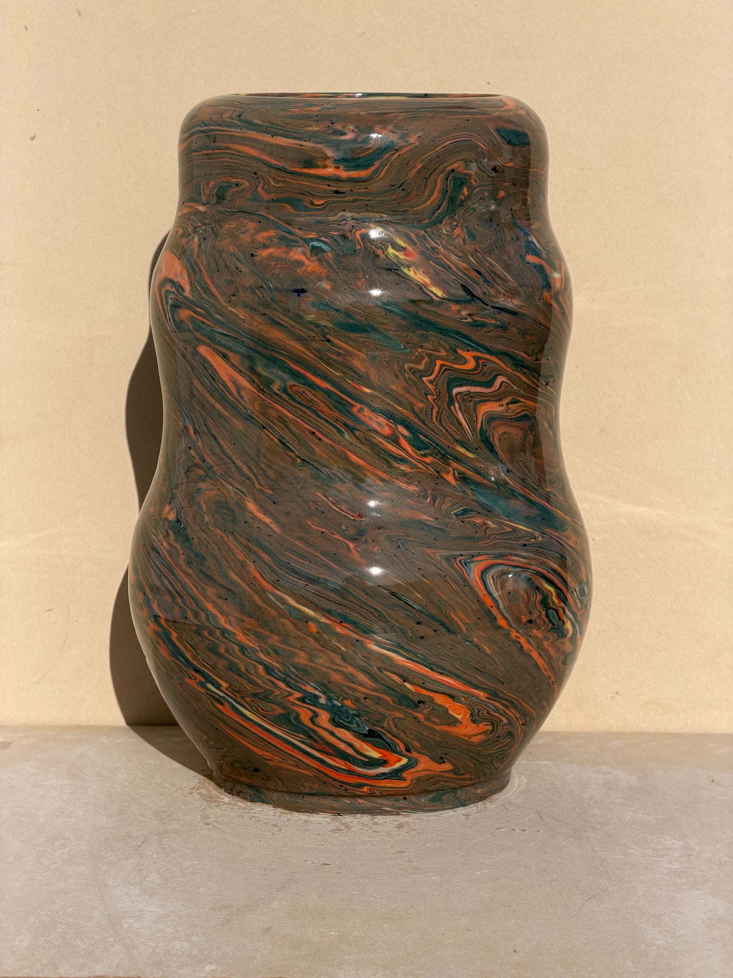 Large Marbled Scrap Vase