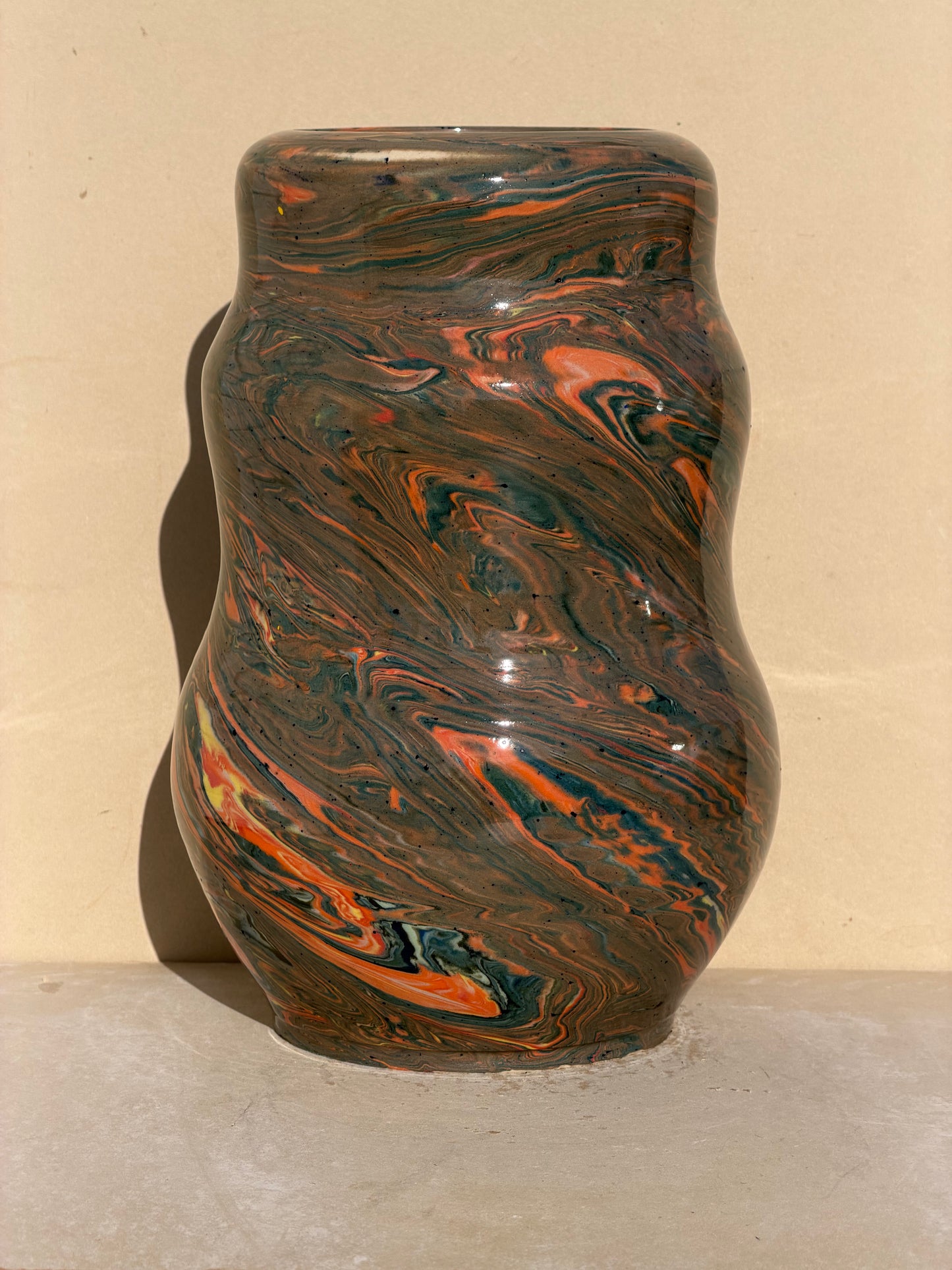 Large Marbled Scrap Vase