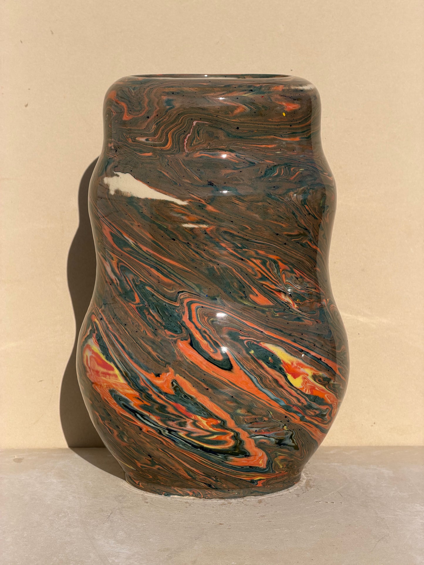 Large Marbled Scrap Vase