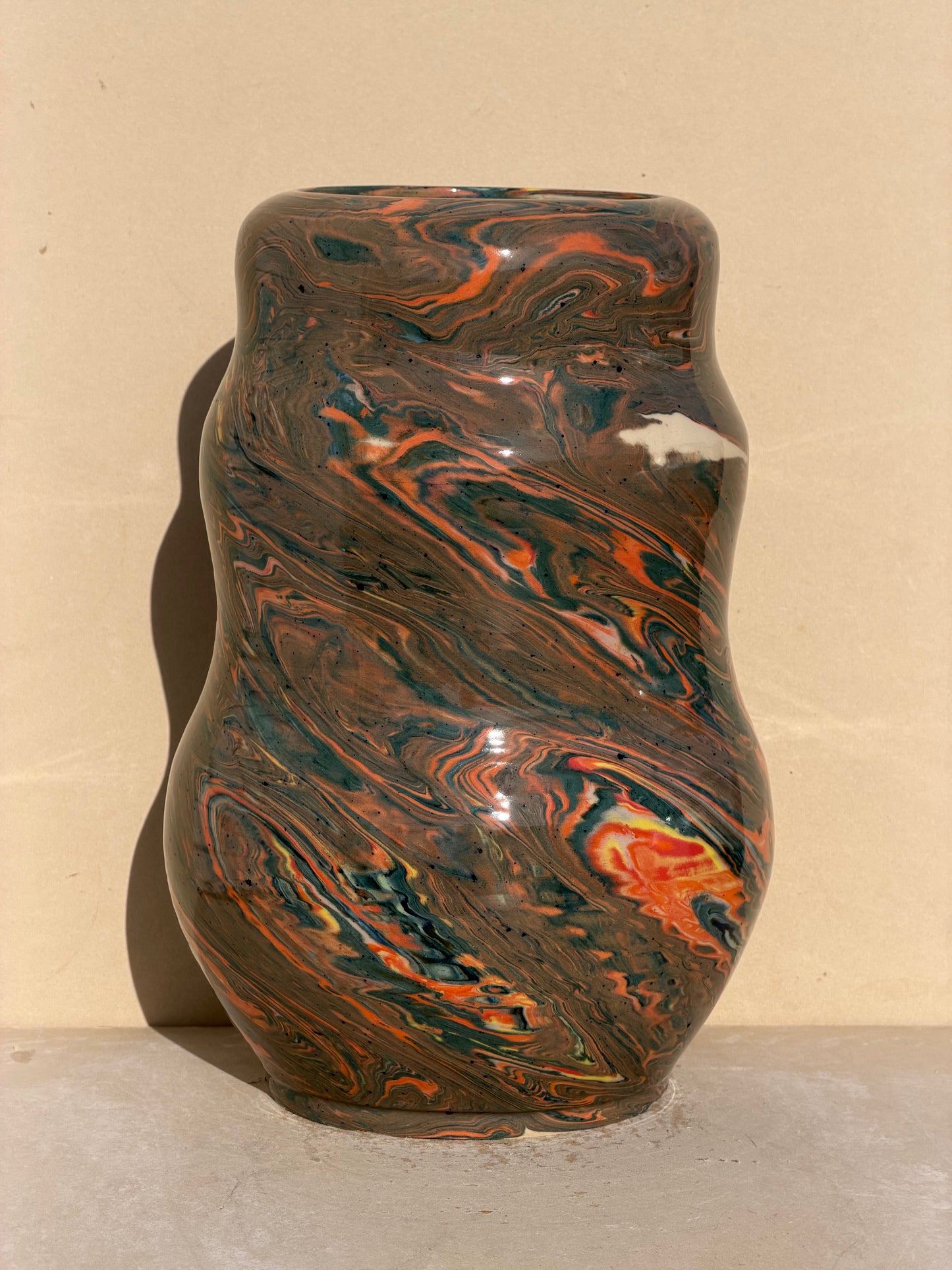 Large Marbled Scrap Vase