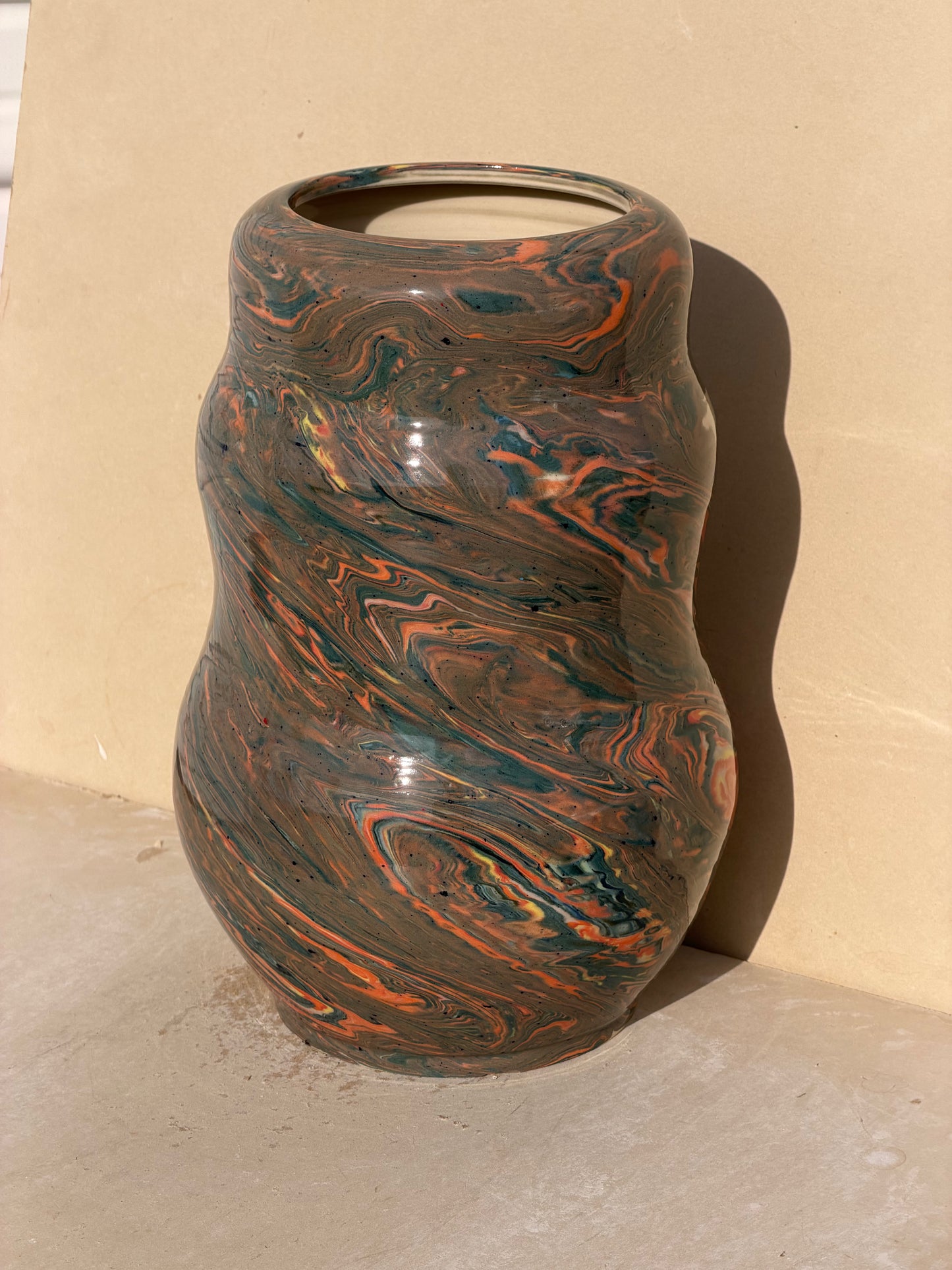 Large Marbled Scrap Vase