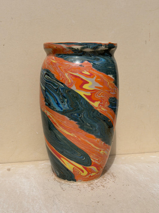 Large Marbled Scrap Vase