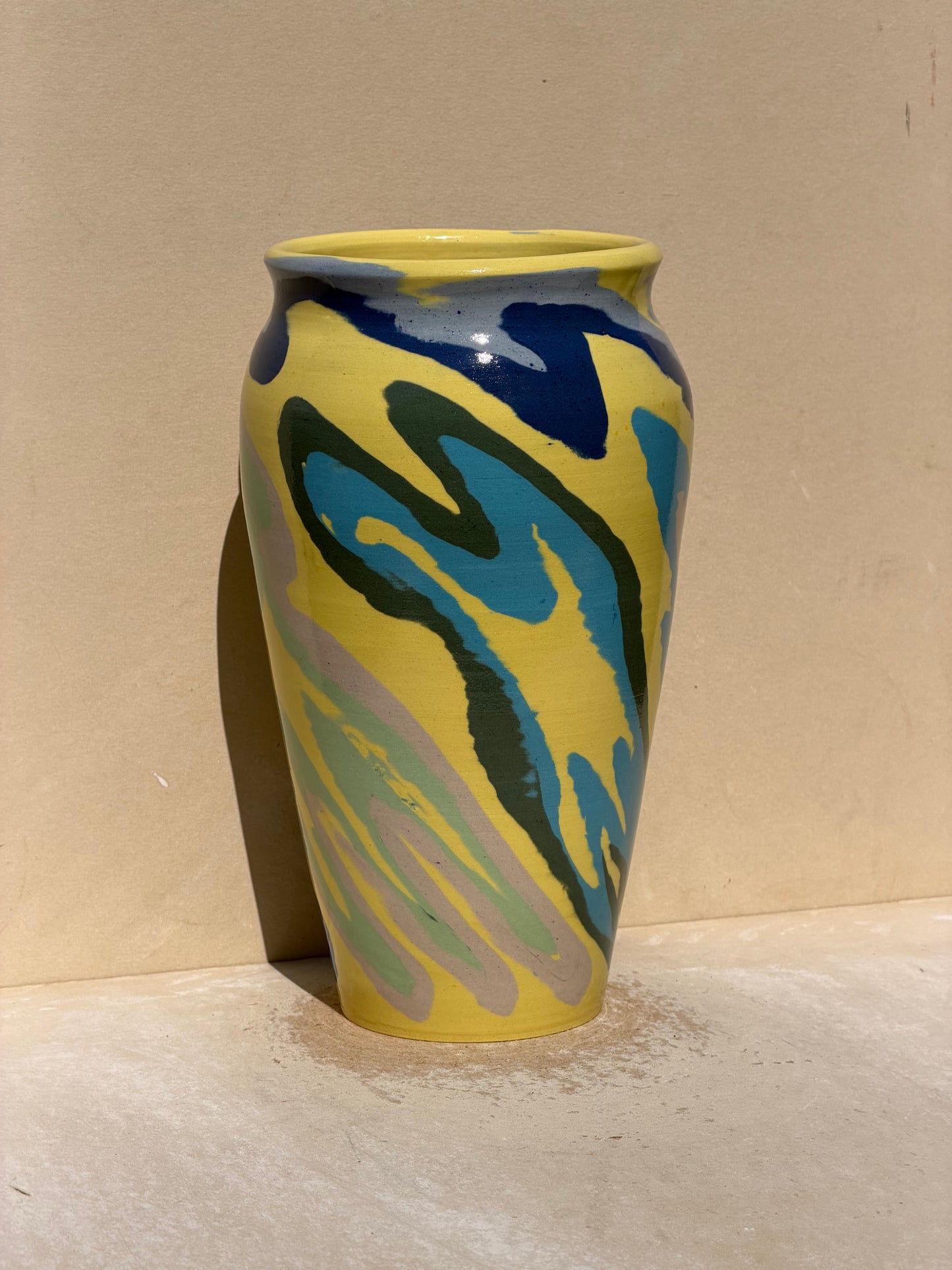 Yellow Carved Vase