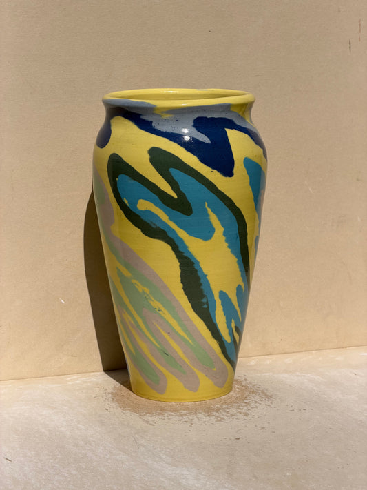 Yellow Carved Vase