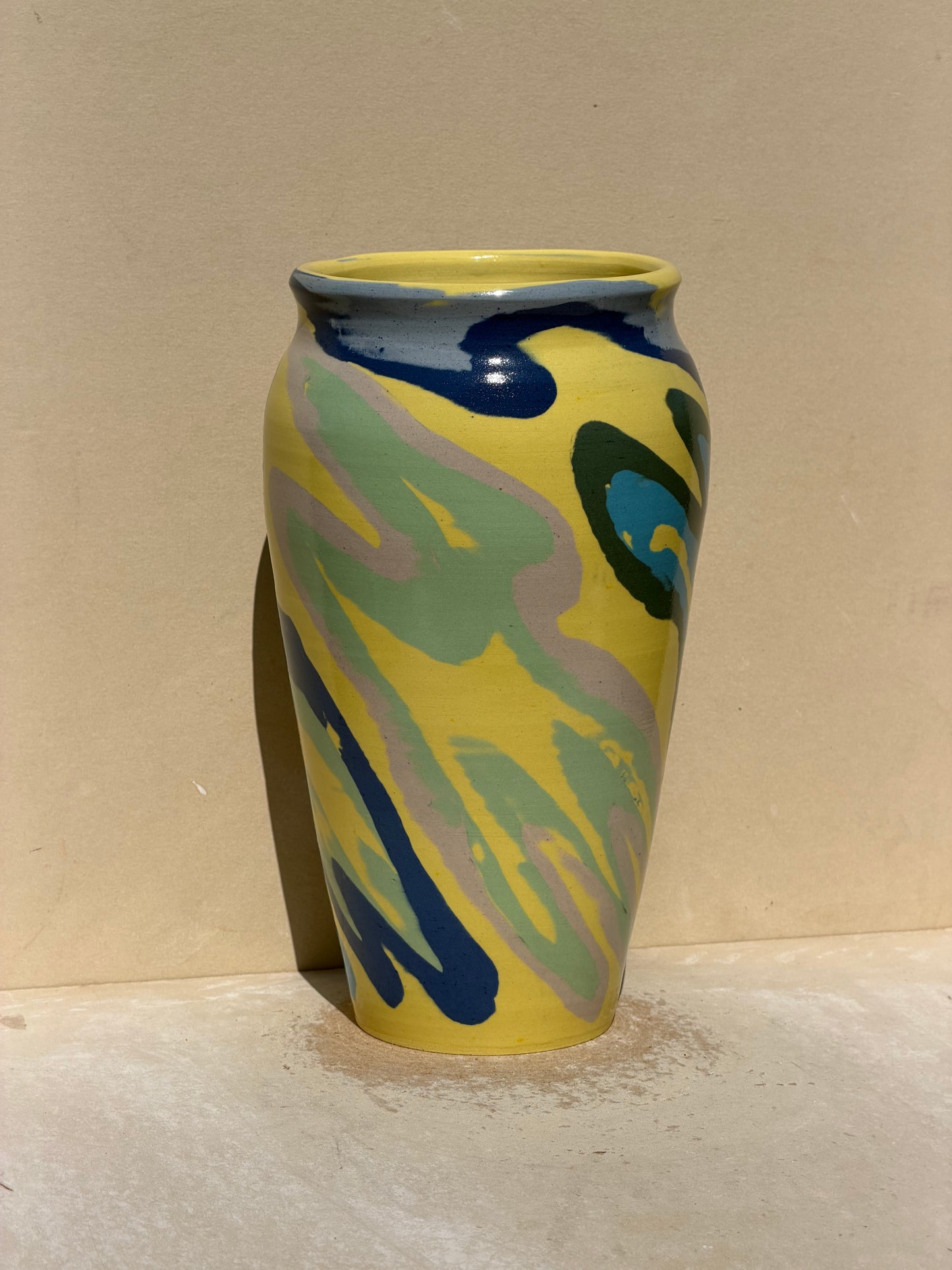 Yellow Carved Vase