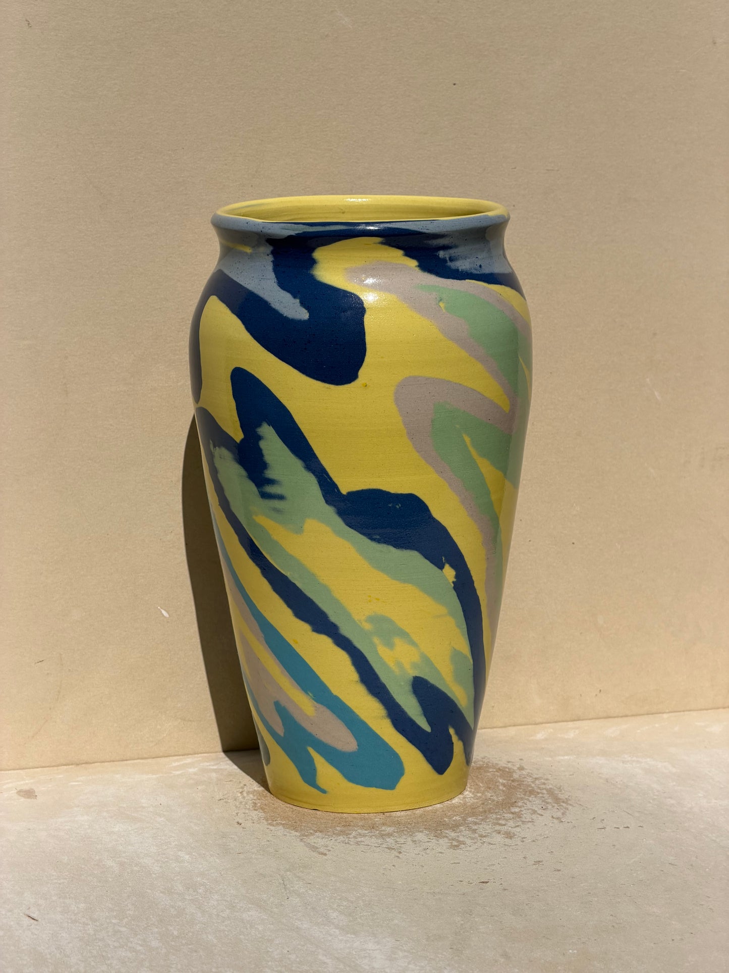 Yellow Carved Vase