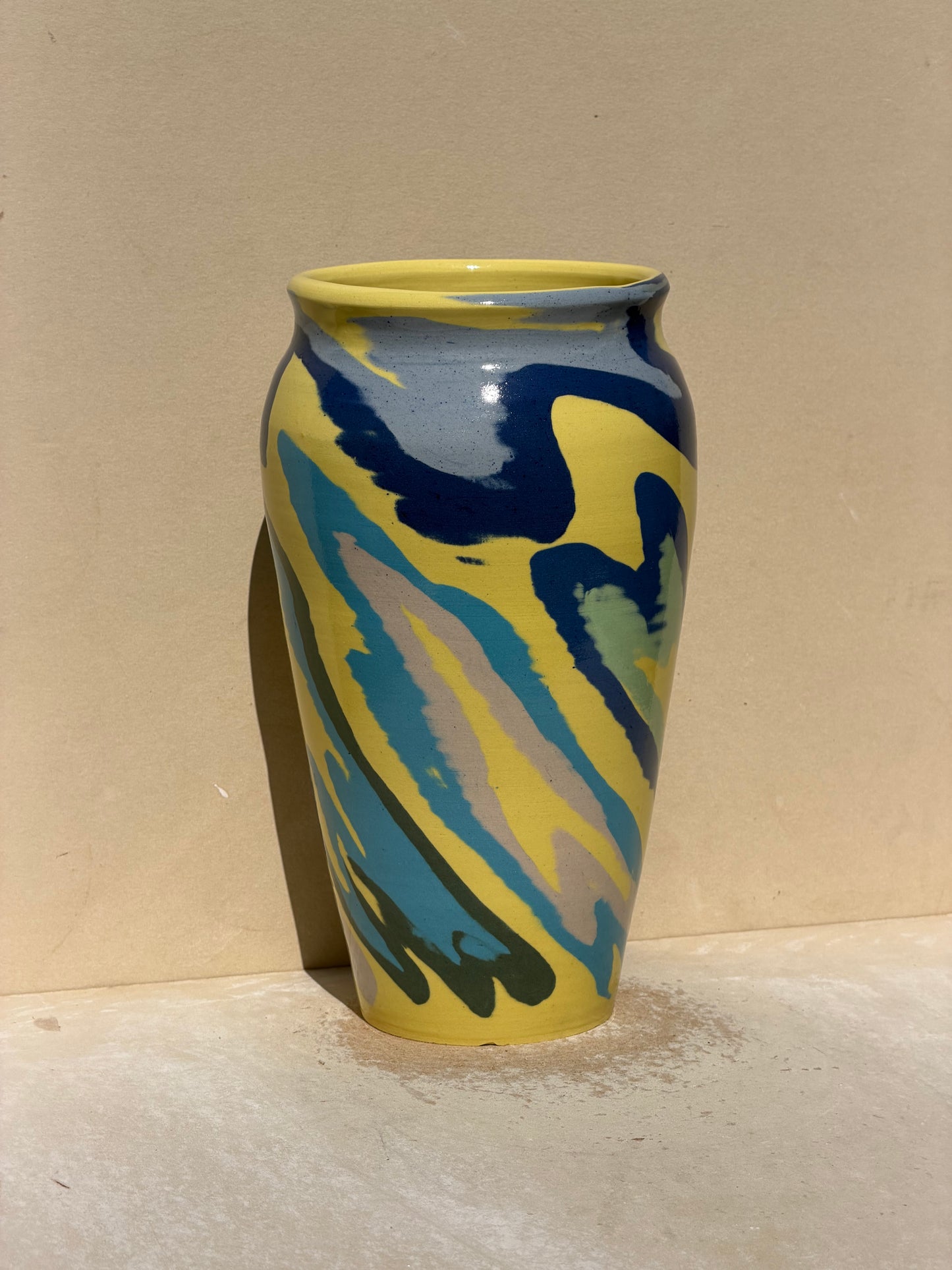 Yellow Carved Vase