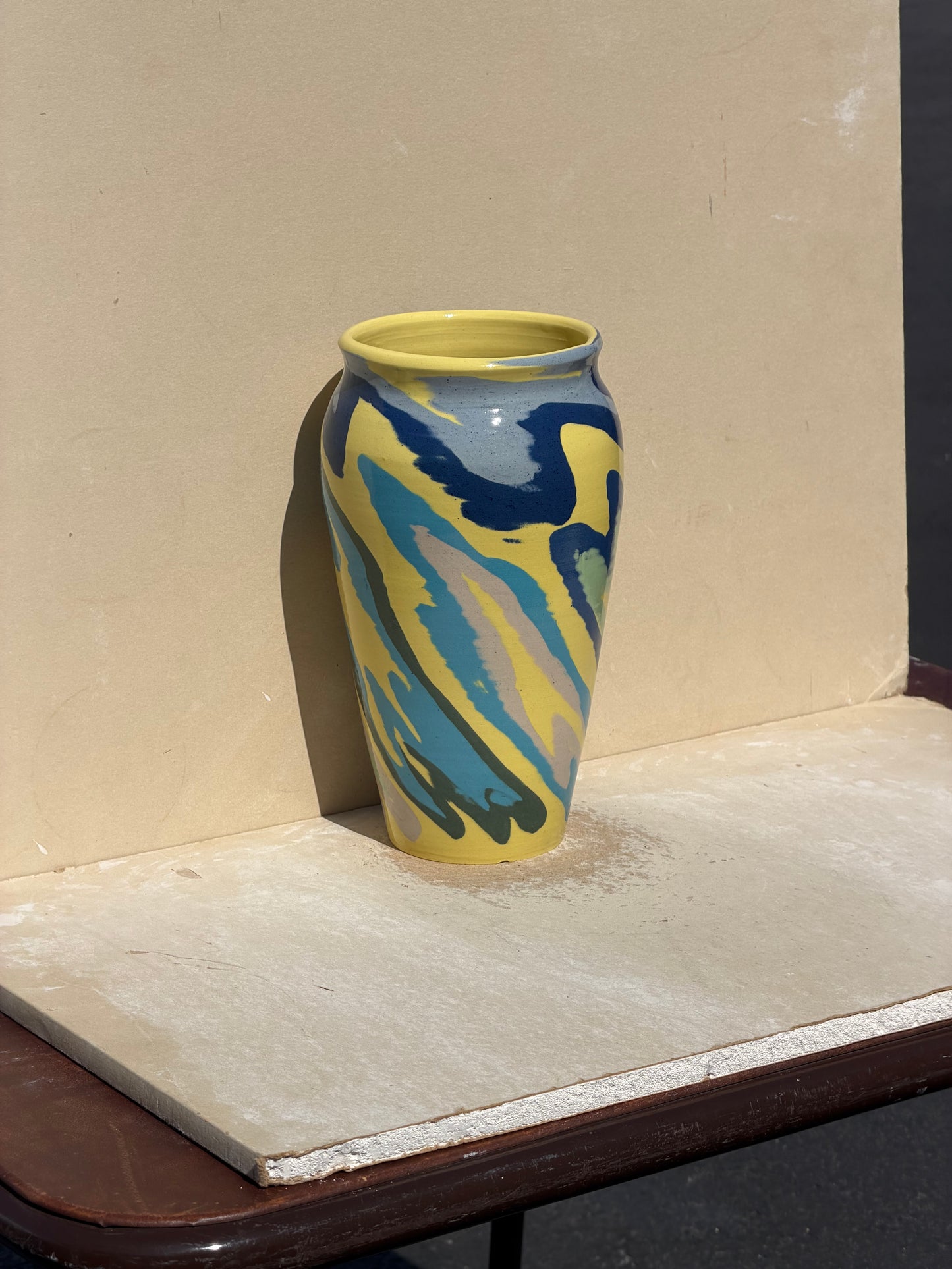 Yellow Carved Vase
