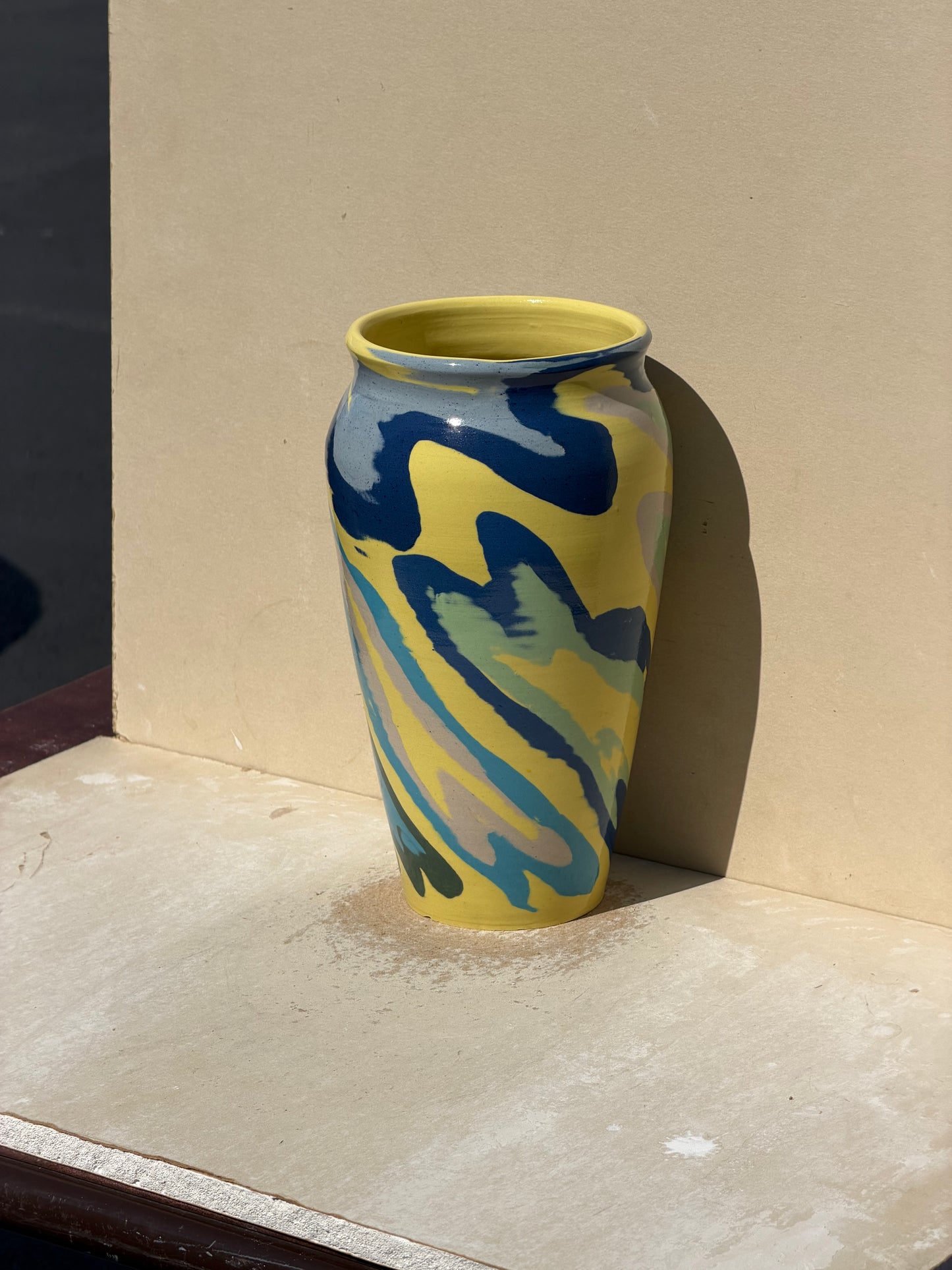 Yellow Carved Vase